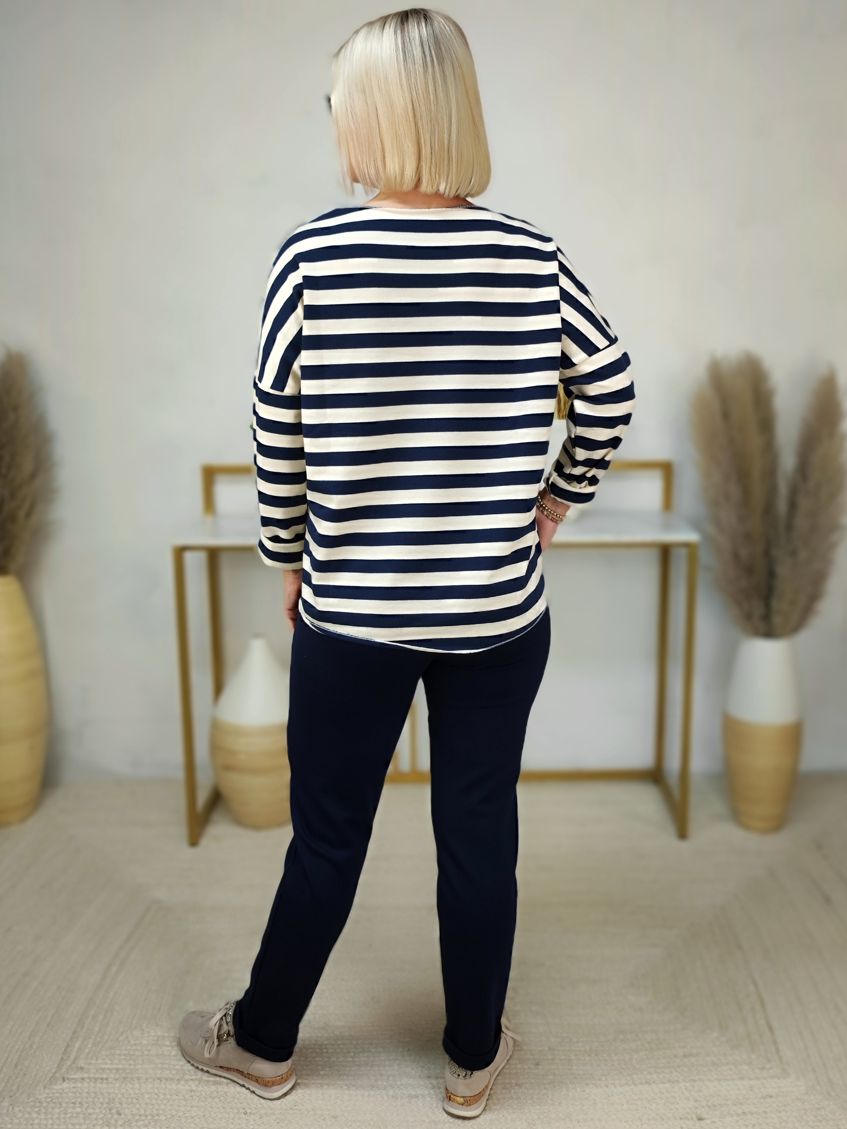 Baumwoll Shirt gestreift dunkelblau/creme (38-42/44)