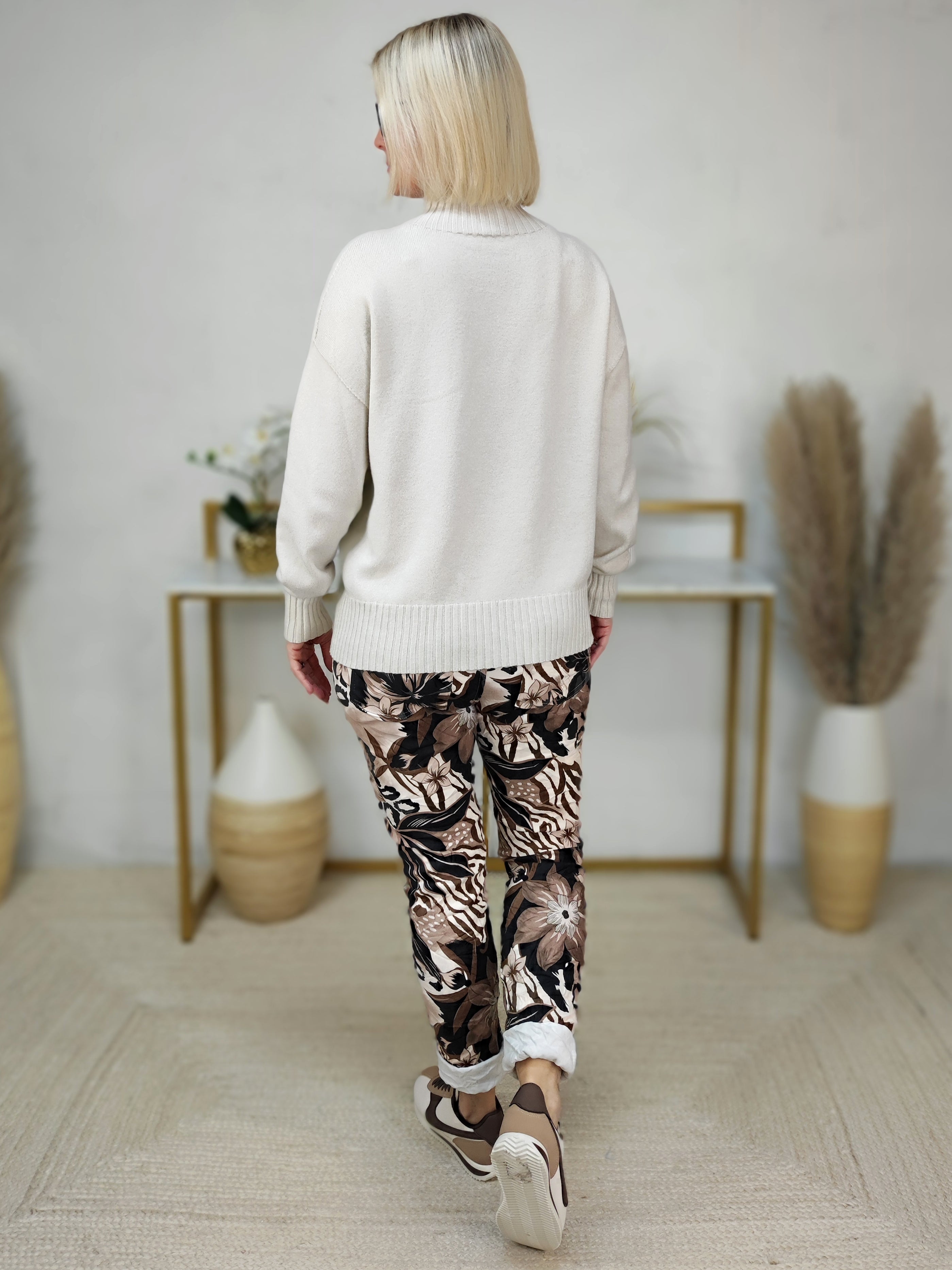 Pullover mit Turtle Neck einfarbig beige (36-42)