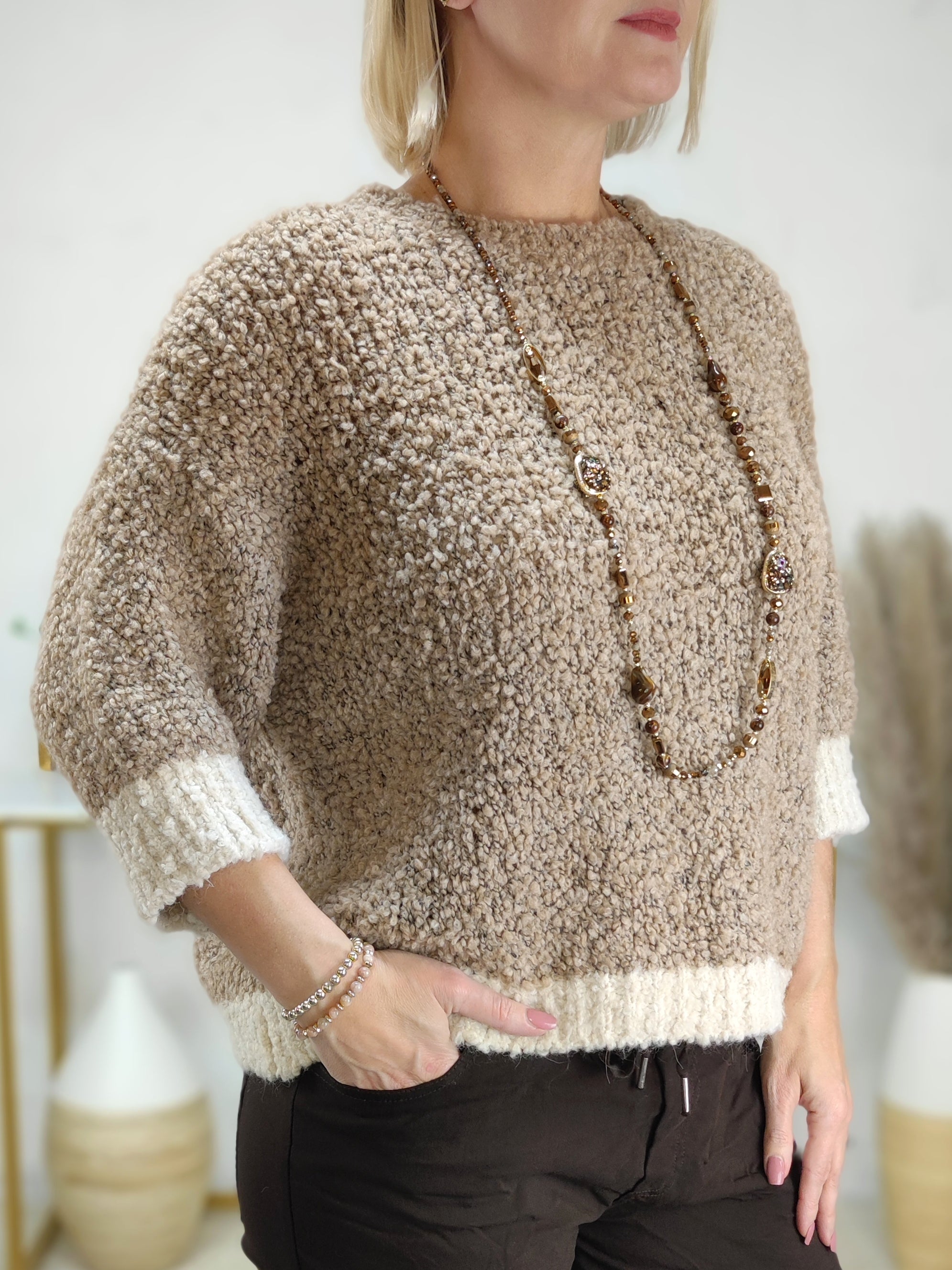 Weicher Boucle Pullover camel/beige (36-42/44)