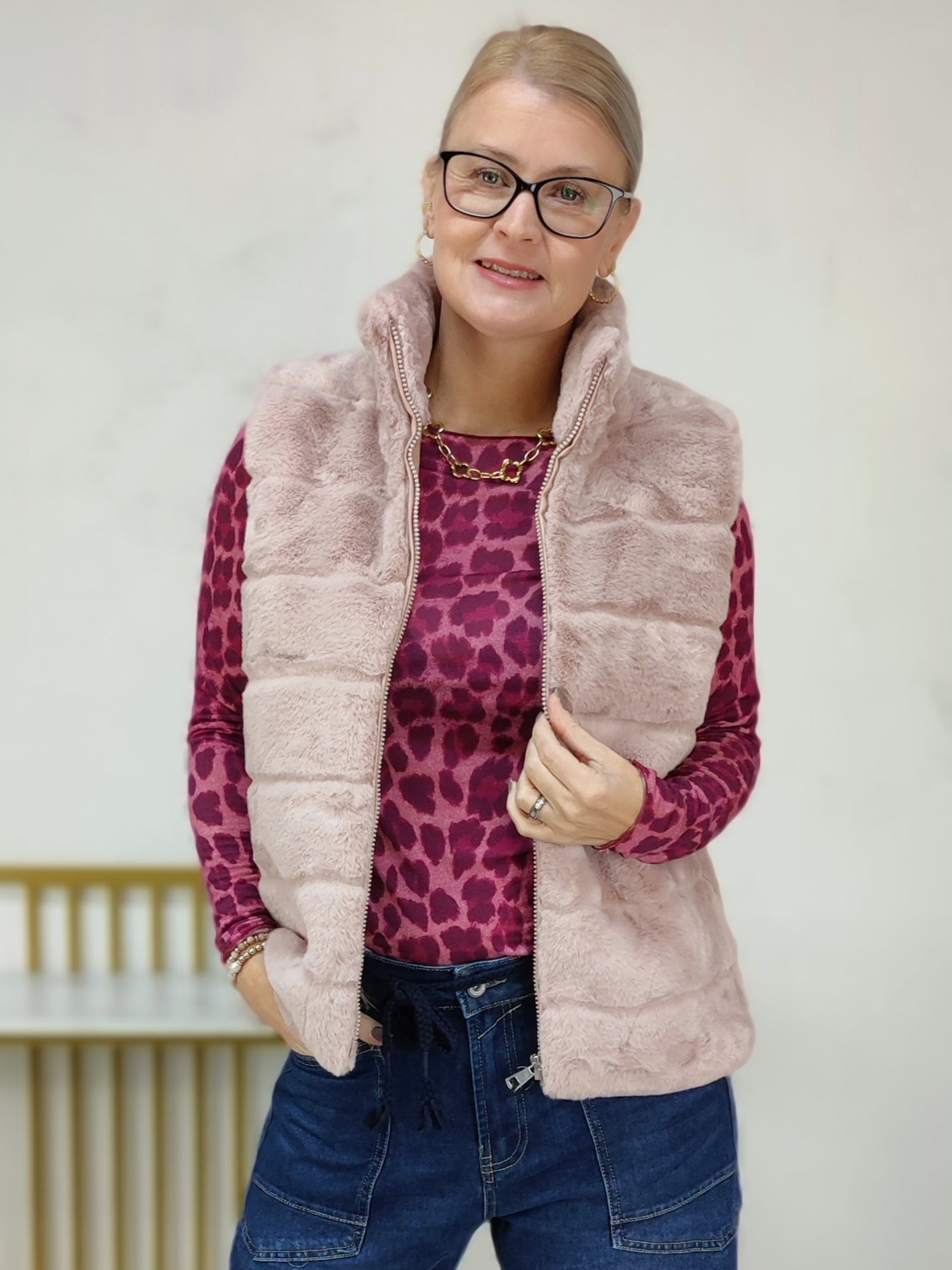 Fellweste altrosa in 2 Größen (36-40/42-44)