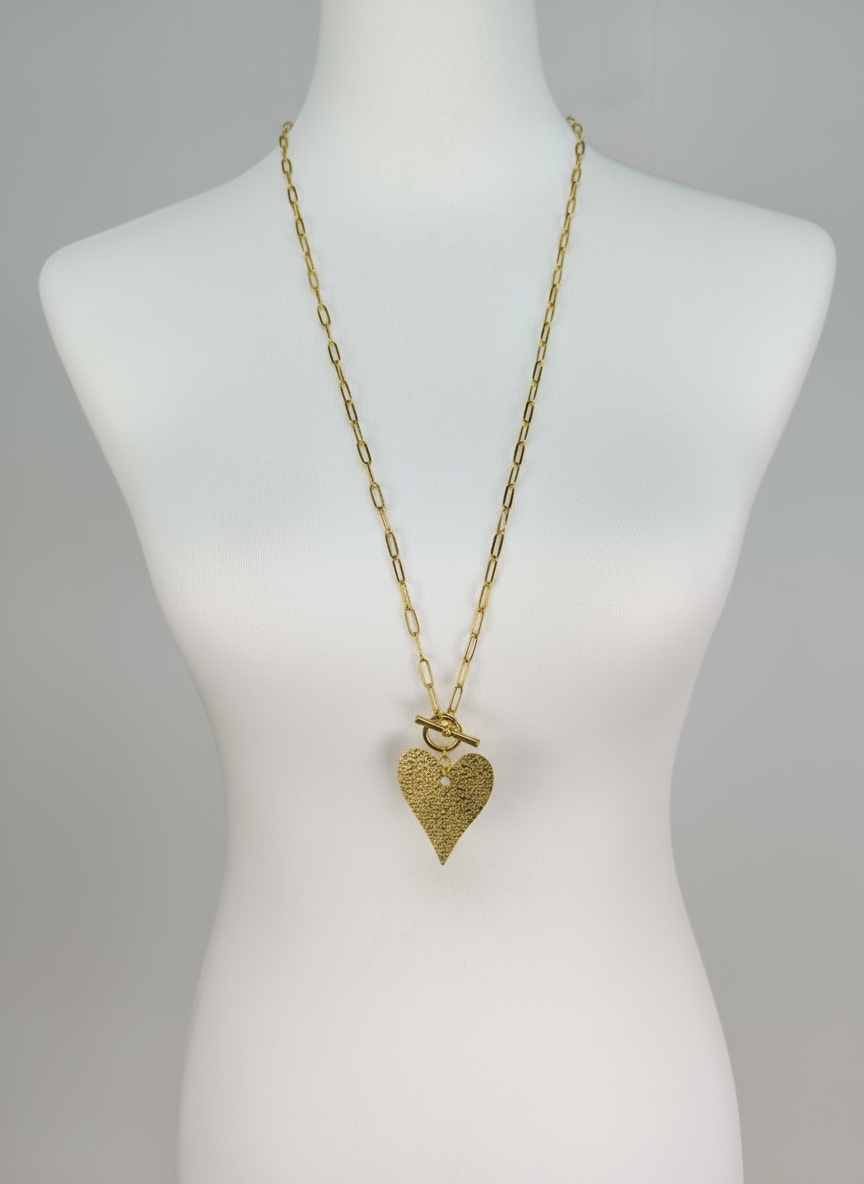 Lange, modische Edelstahl Herzkette