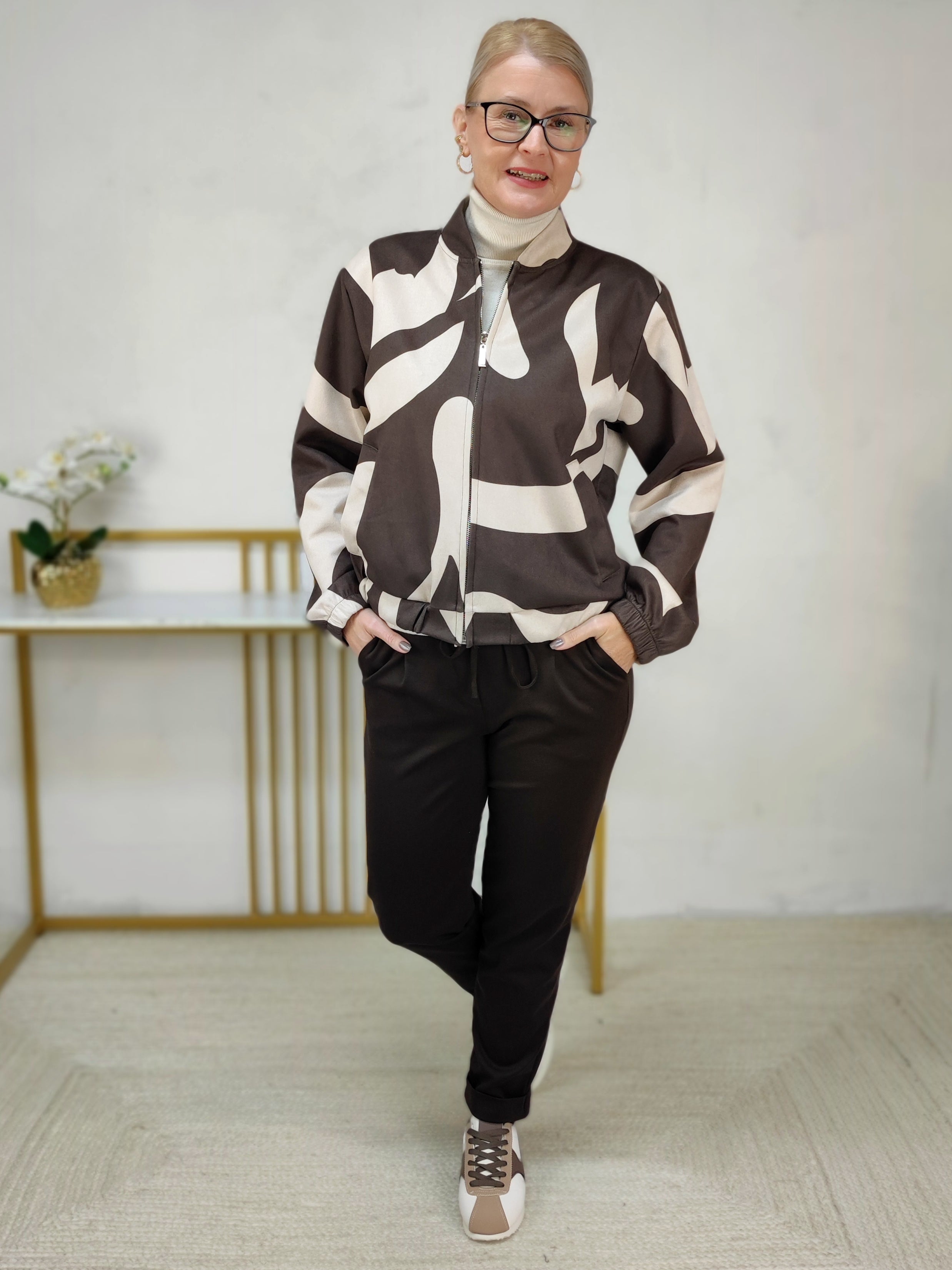 Kurzjacke "Vanessa" schoko/beige (36-42)