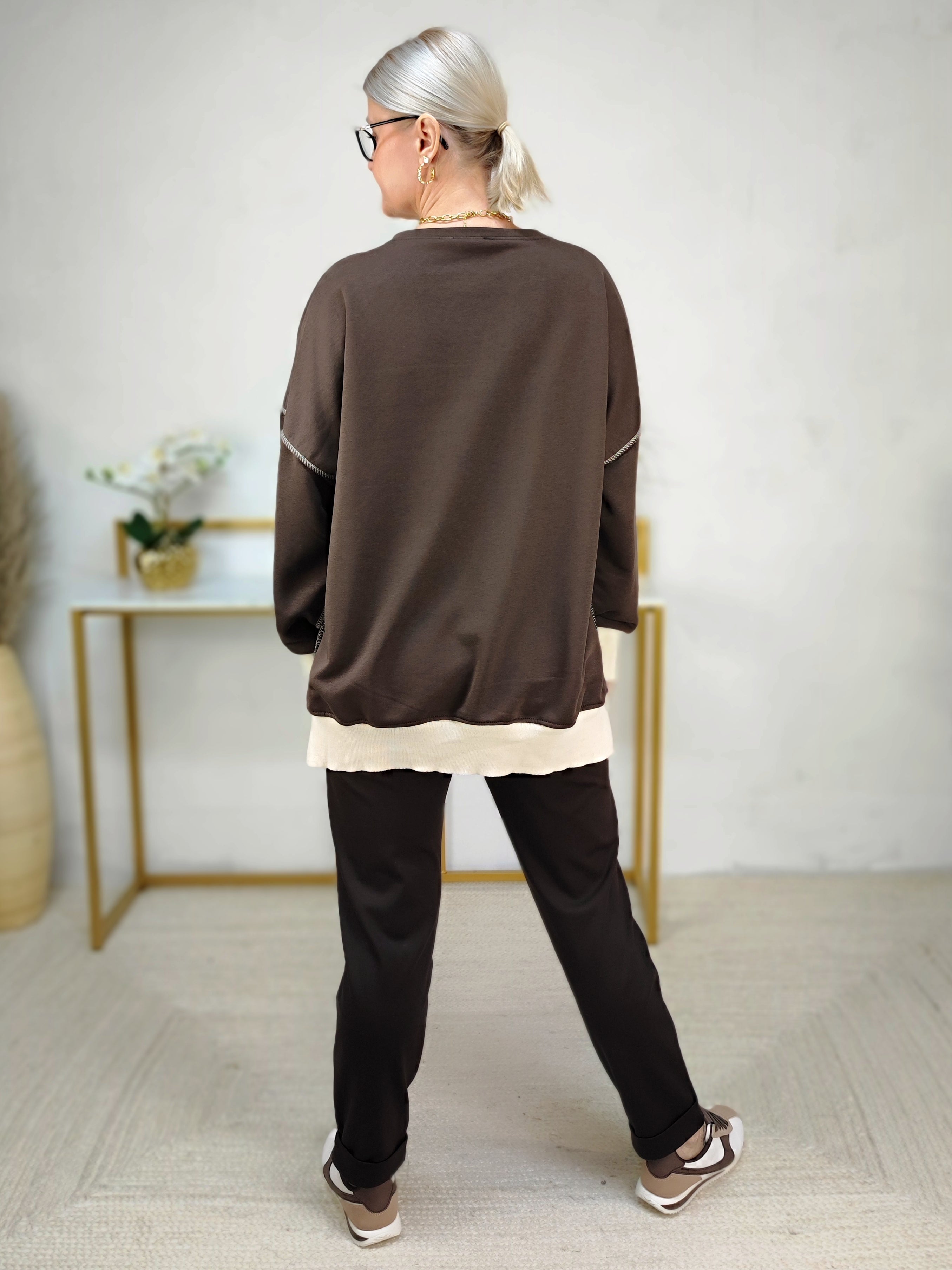 Sweatshirt "LA" aus Baumwolle in schoko (40-44)