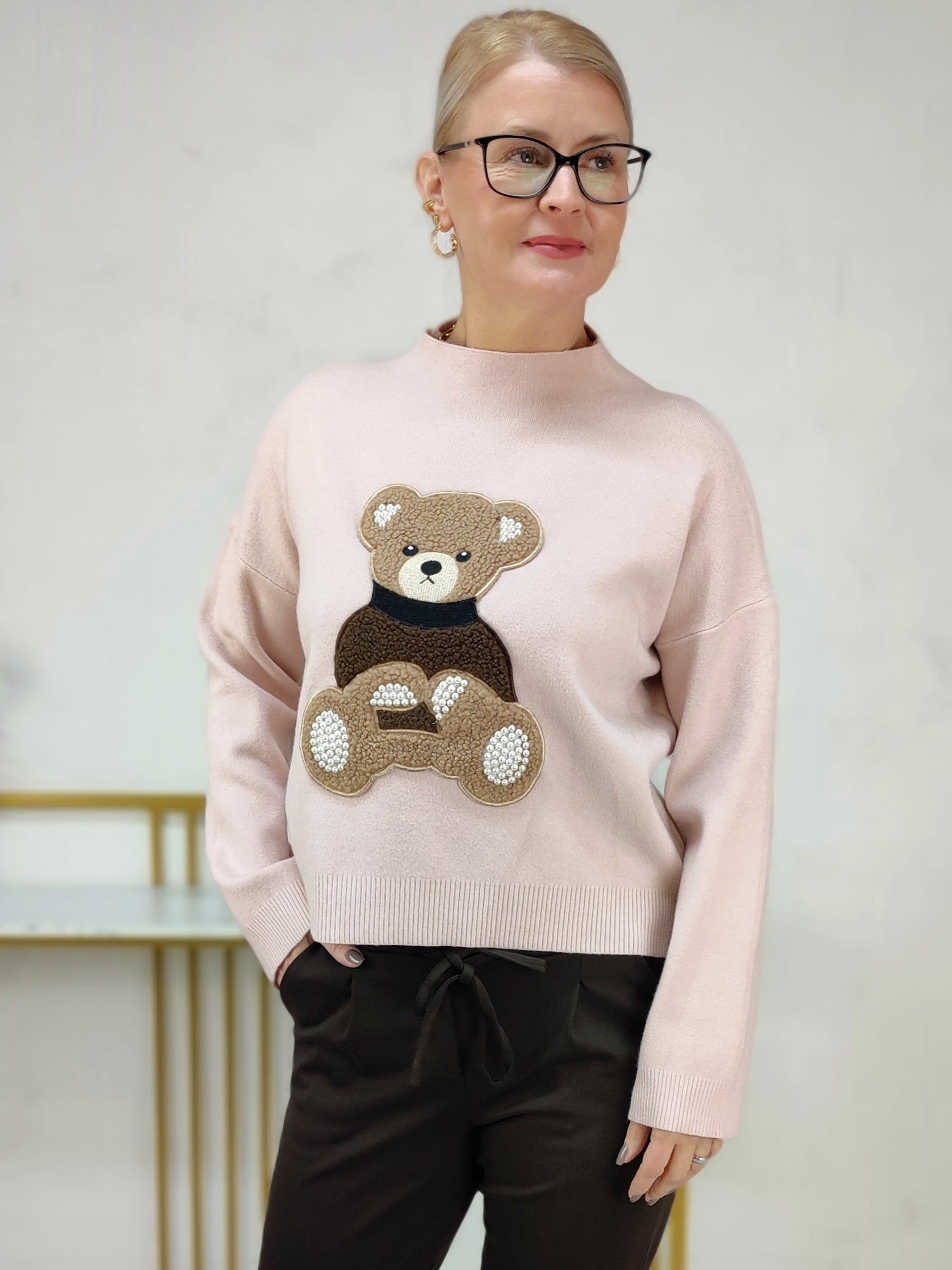 Pullover "Teddybär" in altrosa (36-42)