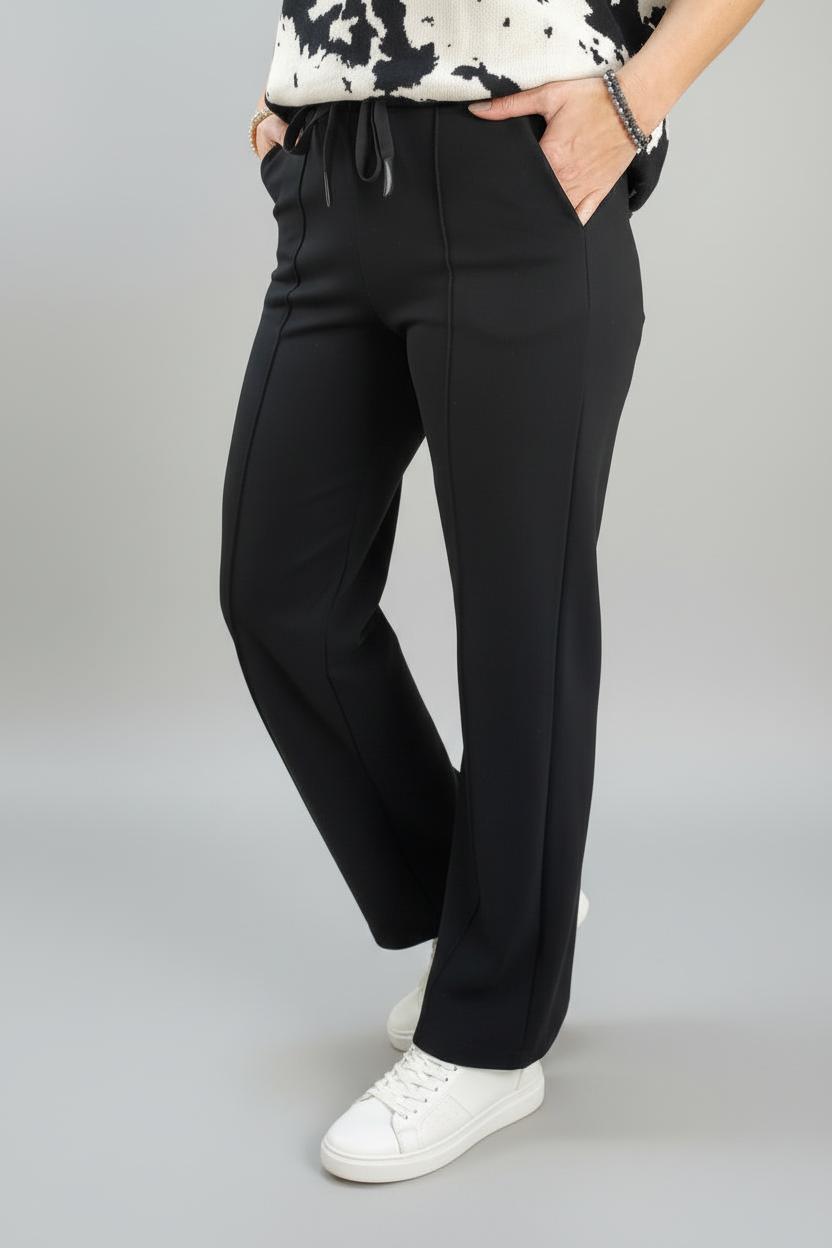 Stoffhose gerader Schnitt in schwarz (XS - XL)