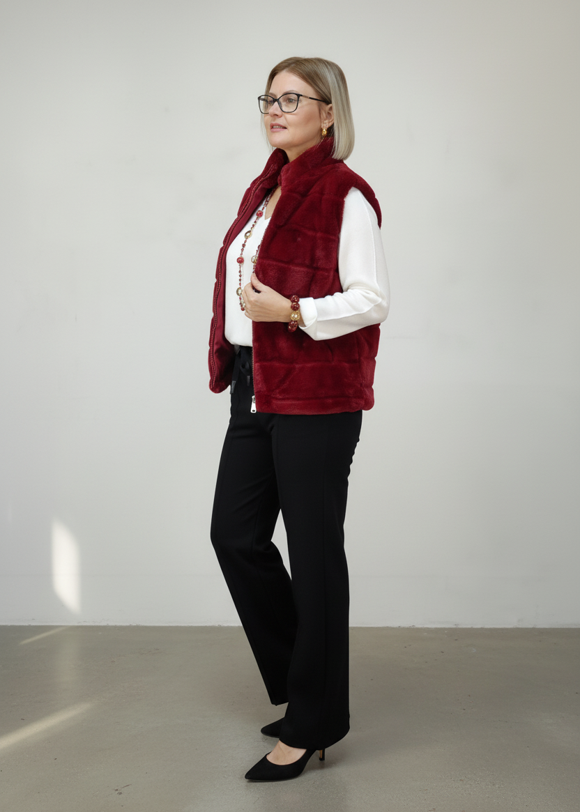 Fellweste dunkelrot in 2 Größen (36-40; 42-44)