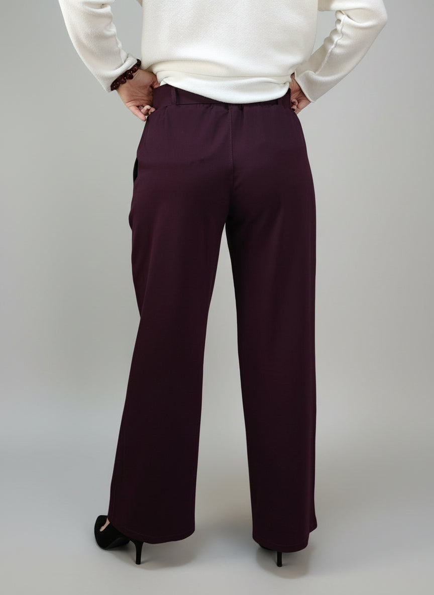 Lässige Stoffhose in aubergine (S-L)