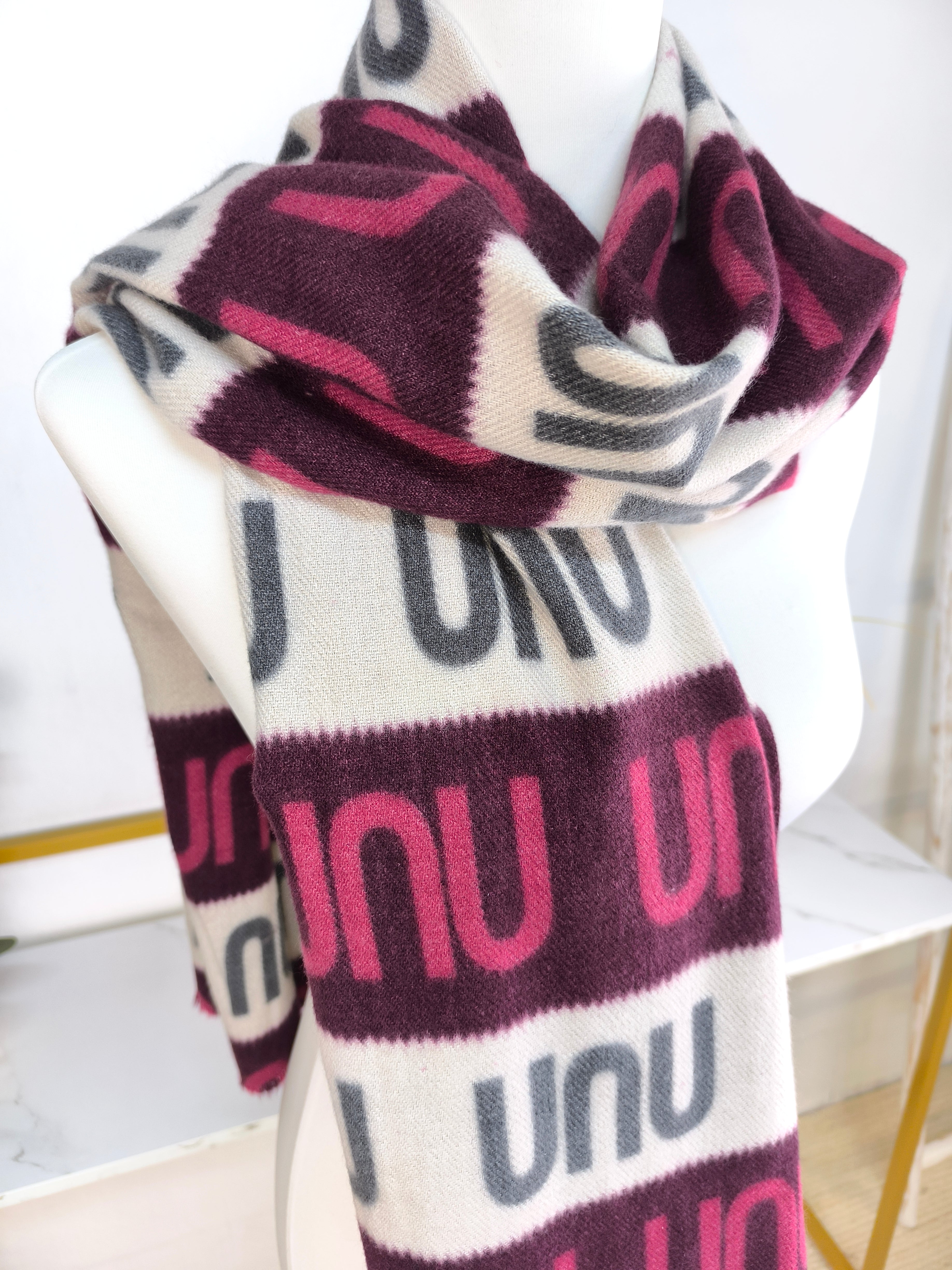 Wollschal/Wendeschal Beige/Vino