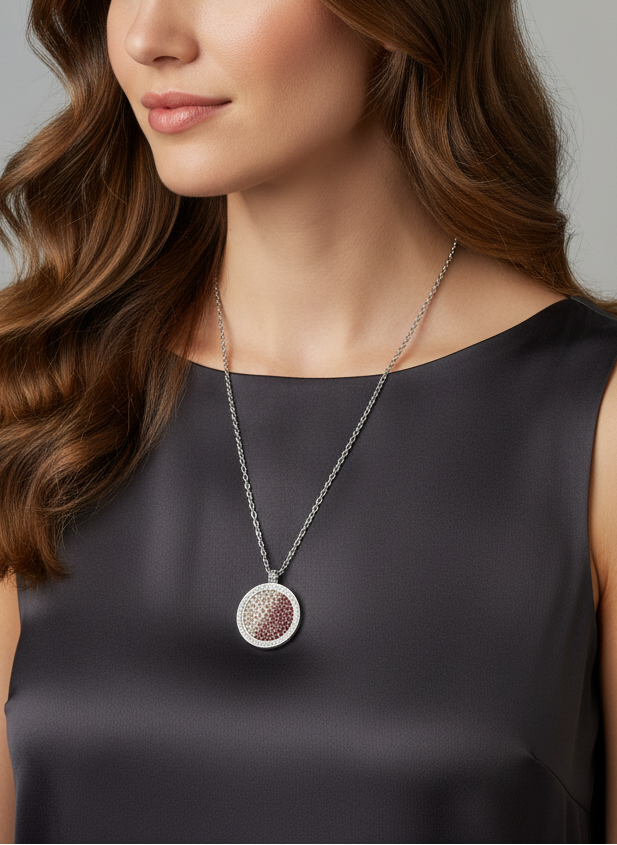 Medaillon Kette/Wechselkette in silber/vino