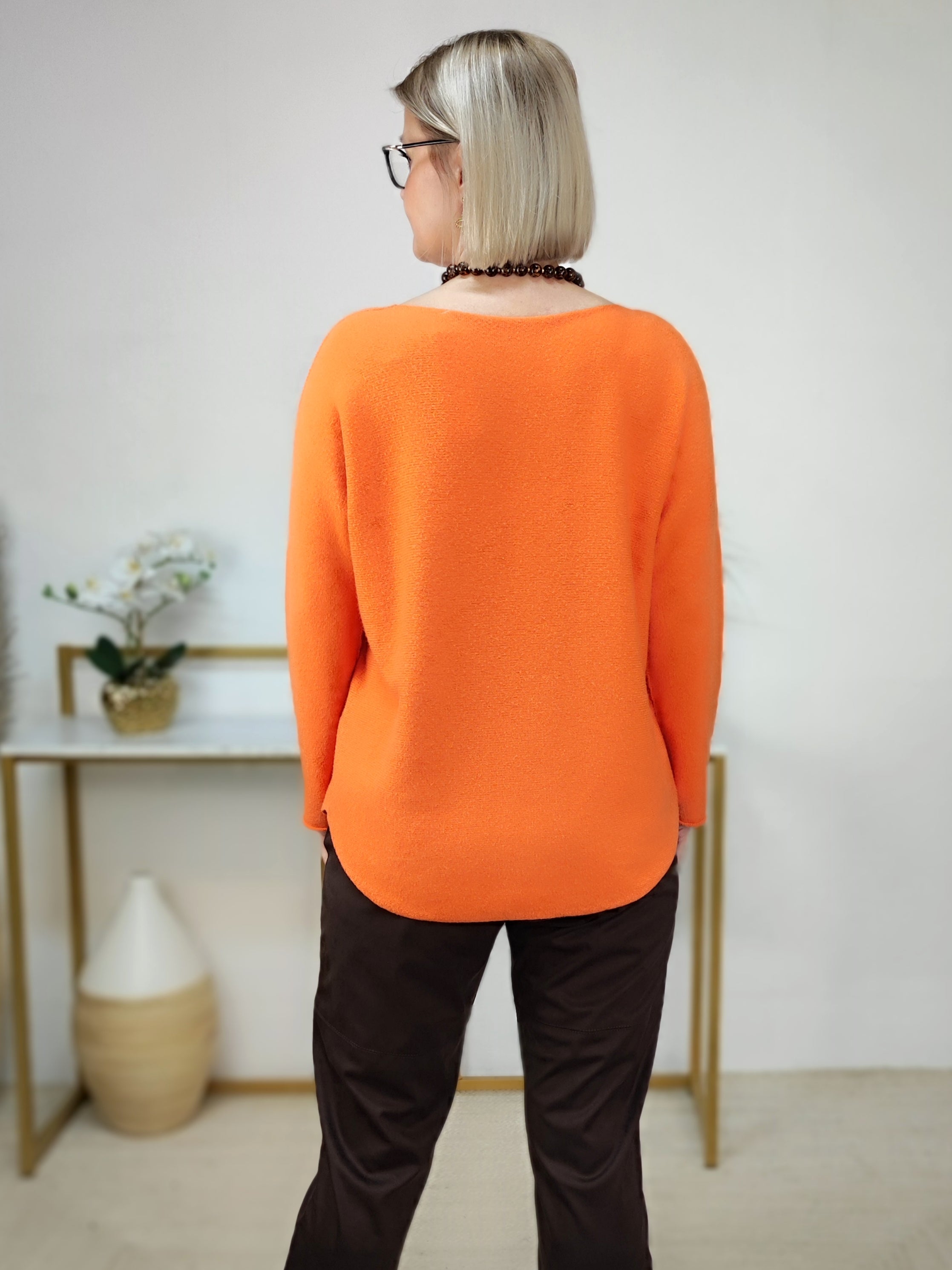 Feinstrick Pullover unifarben orange (36-40/42)