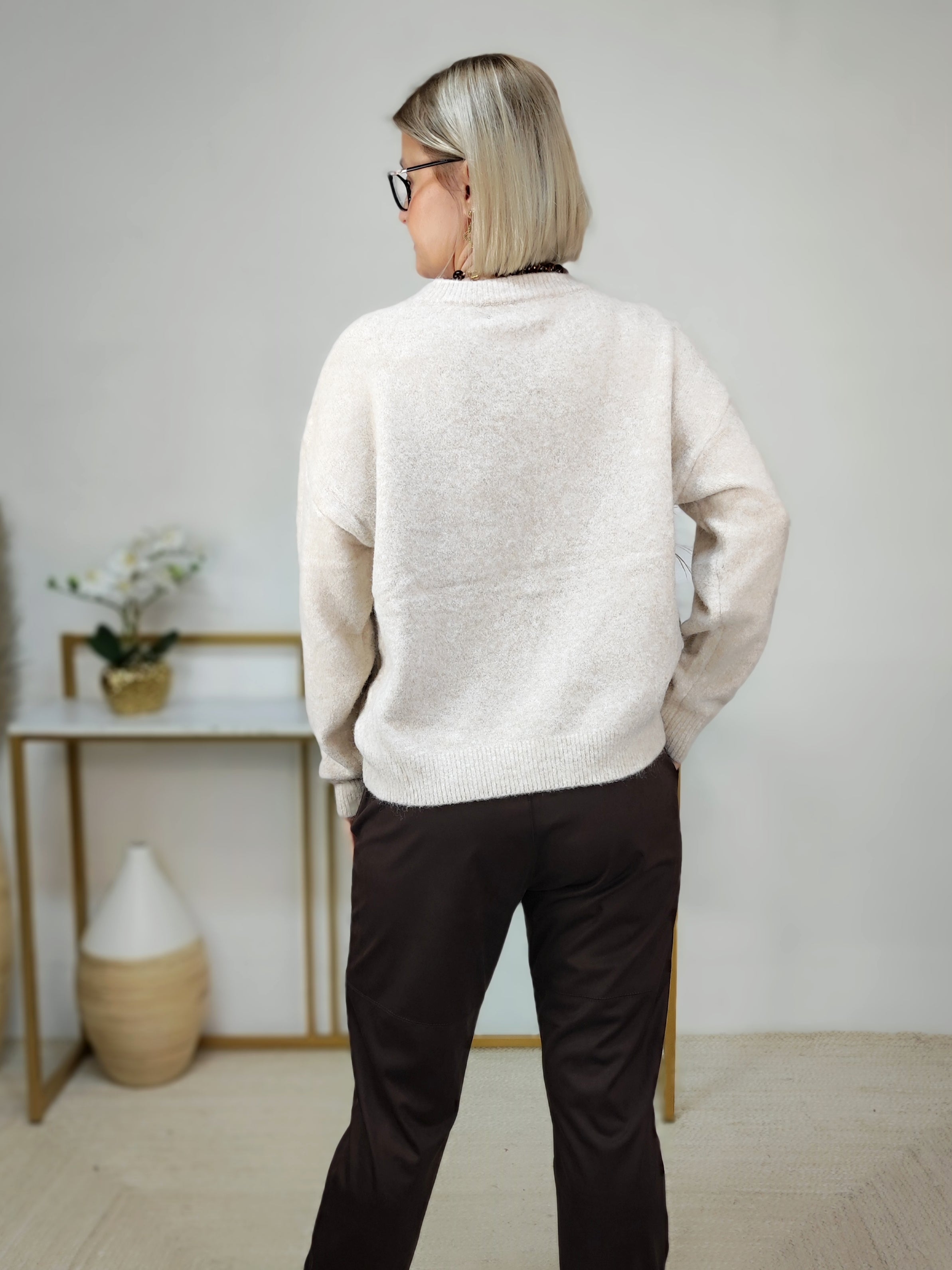 Pullover "Girl Power" beige (36-42)