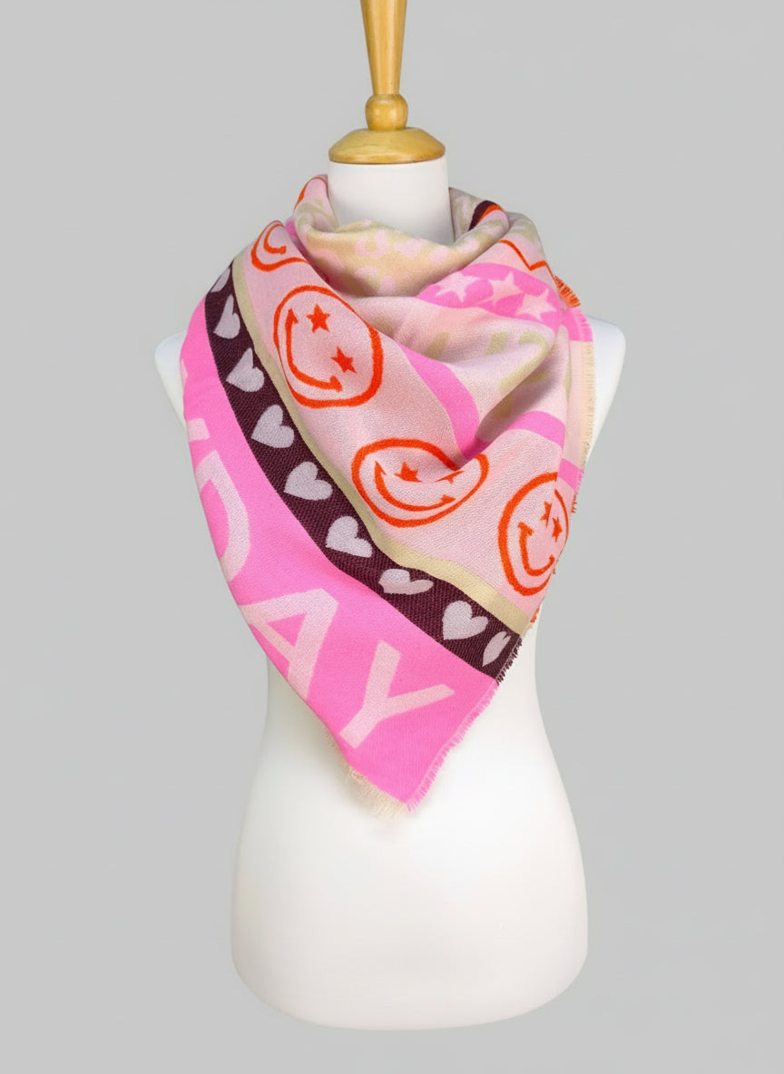 Weicher Schal "Happy" in rosa/vino