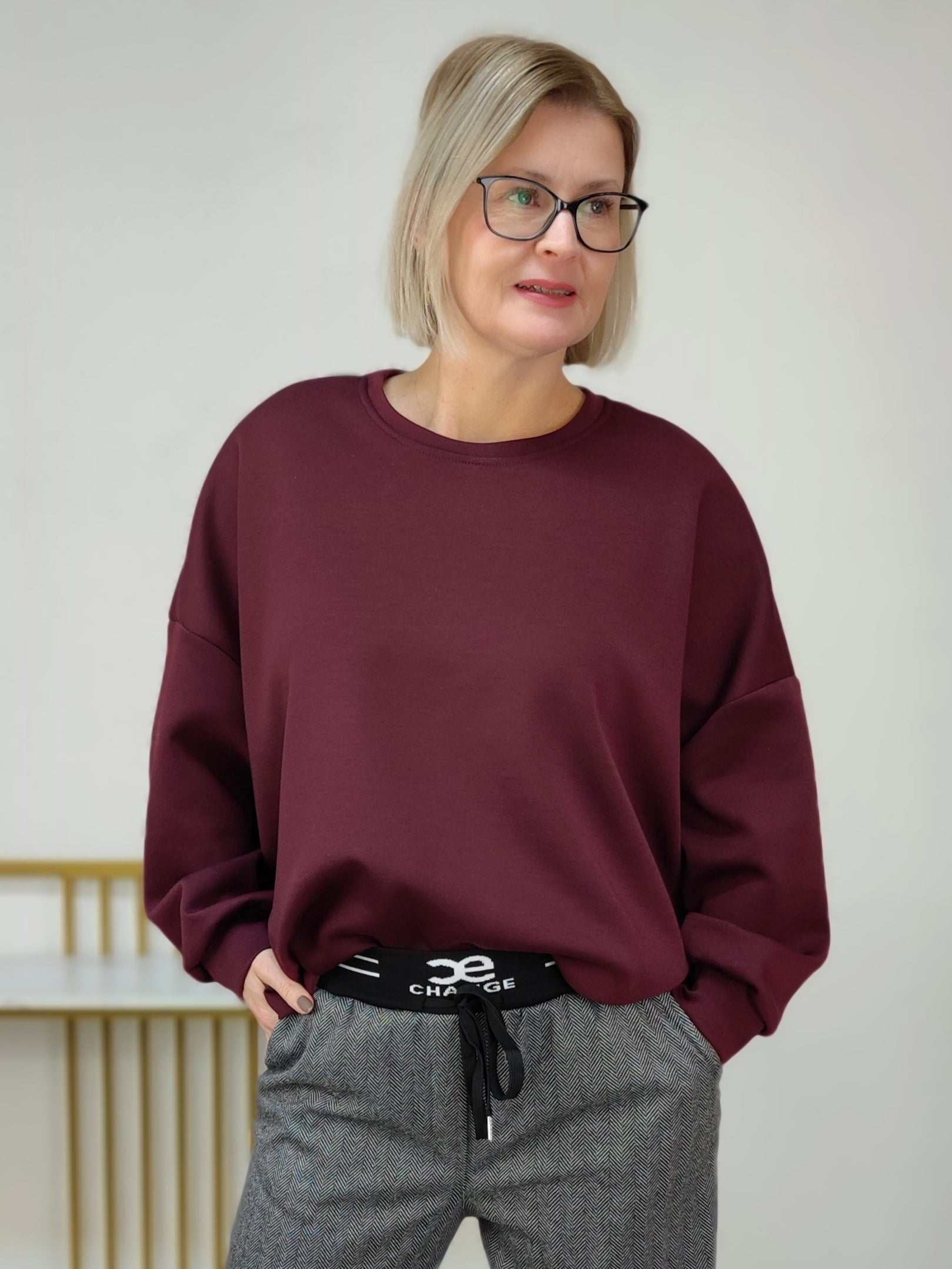 Sweatshirt einfarbig vino im Blusen Style (38-42/44)