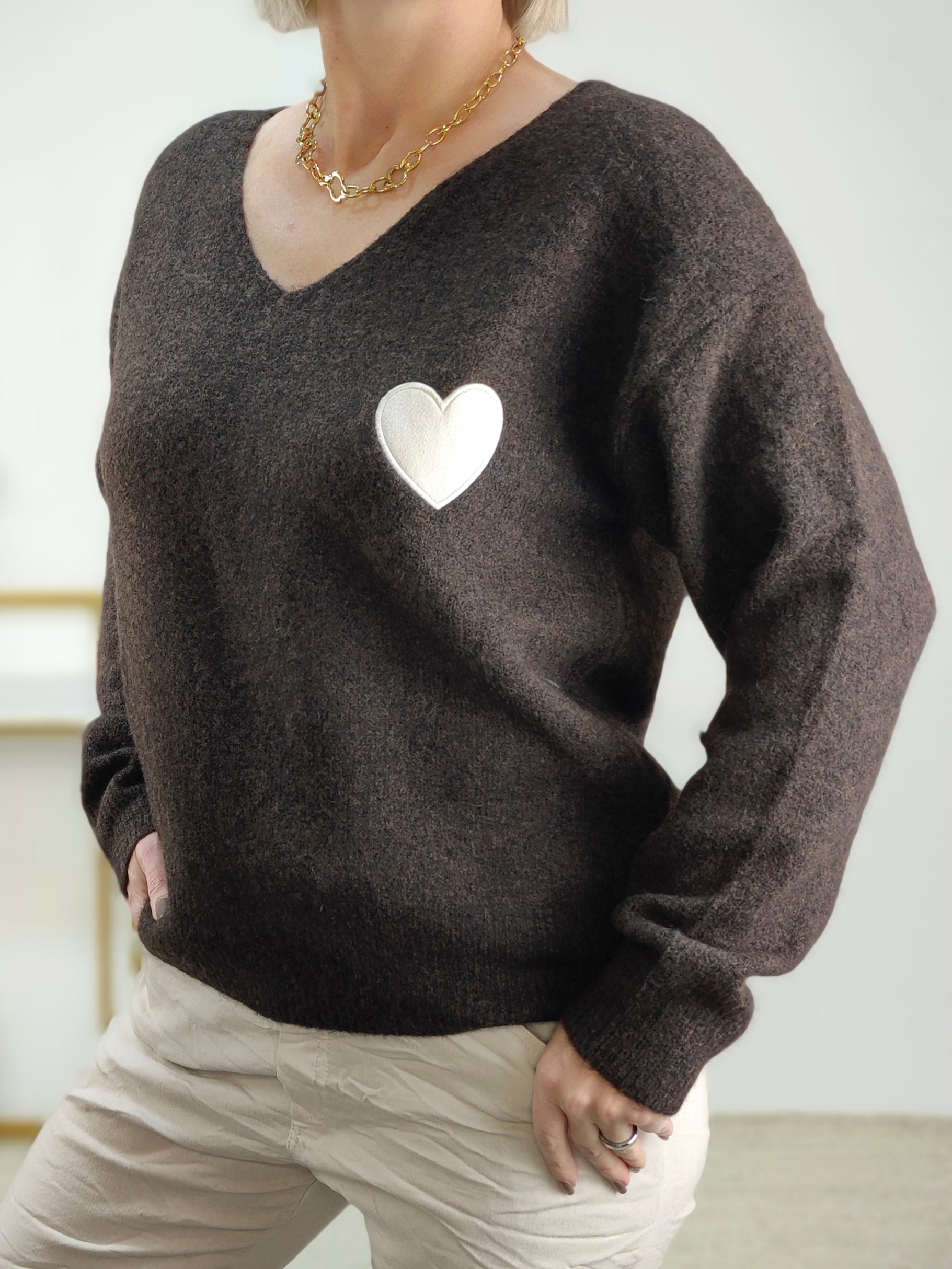Pullover "Love Yourself" schoko (36-42)