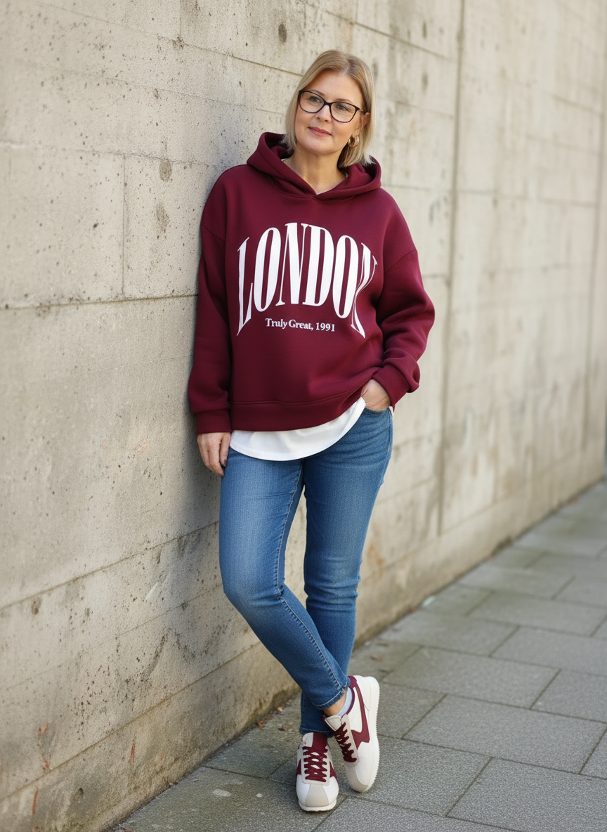 Sweatshirt/Hoodie "London" in vino (38-44)