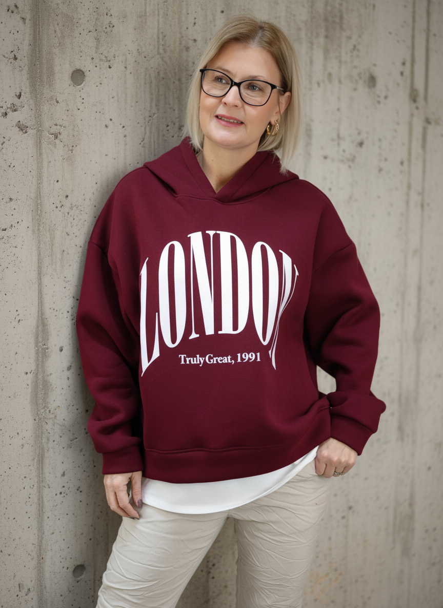 Sweatshirt/Hoodie "London" in vino (38-44)