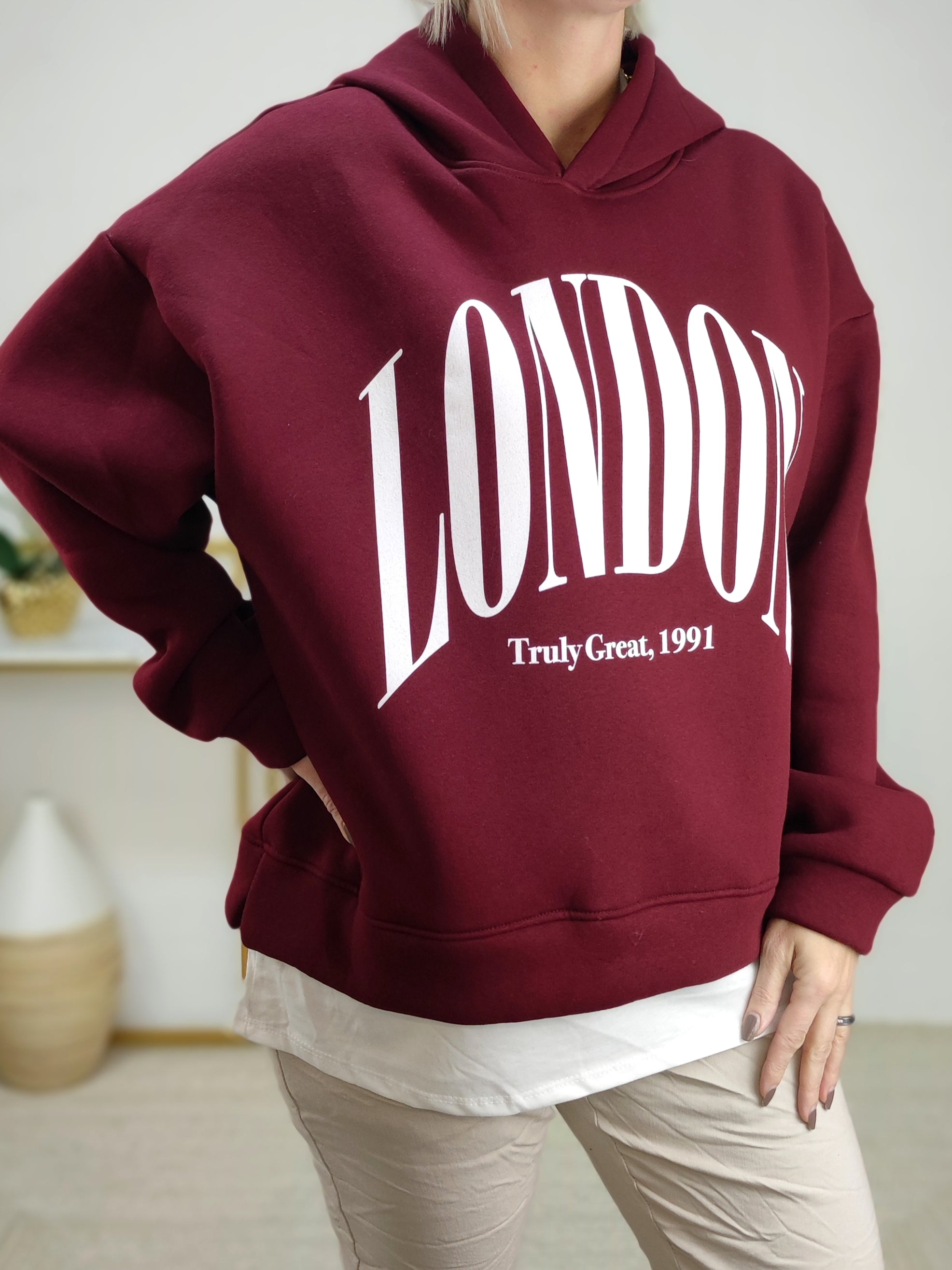 Sweatshirt/Hoodie "London" in vino (38-44)