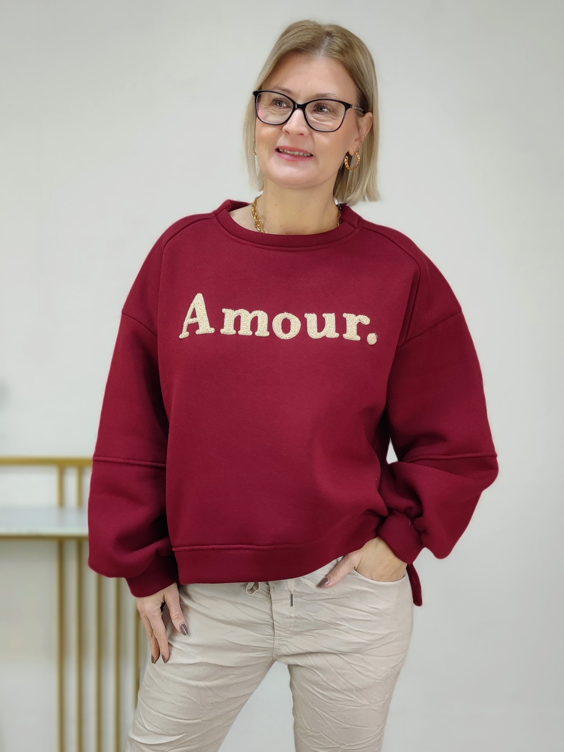 Sweatshirt "Amour" in vino (38-42)