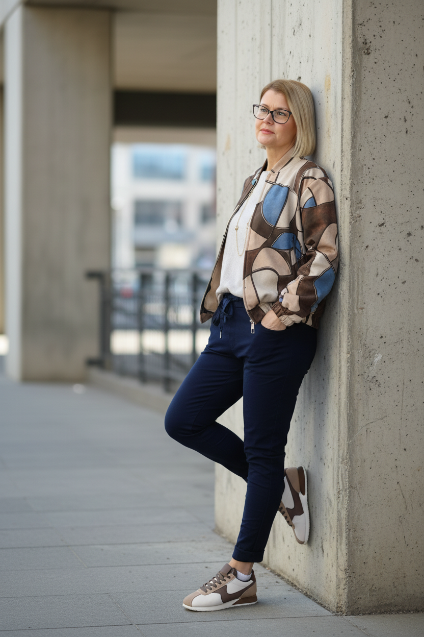 Kurzjacke "Vanessa" schoko/beige/jeansblau (36-42)