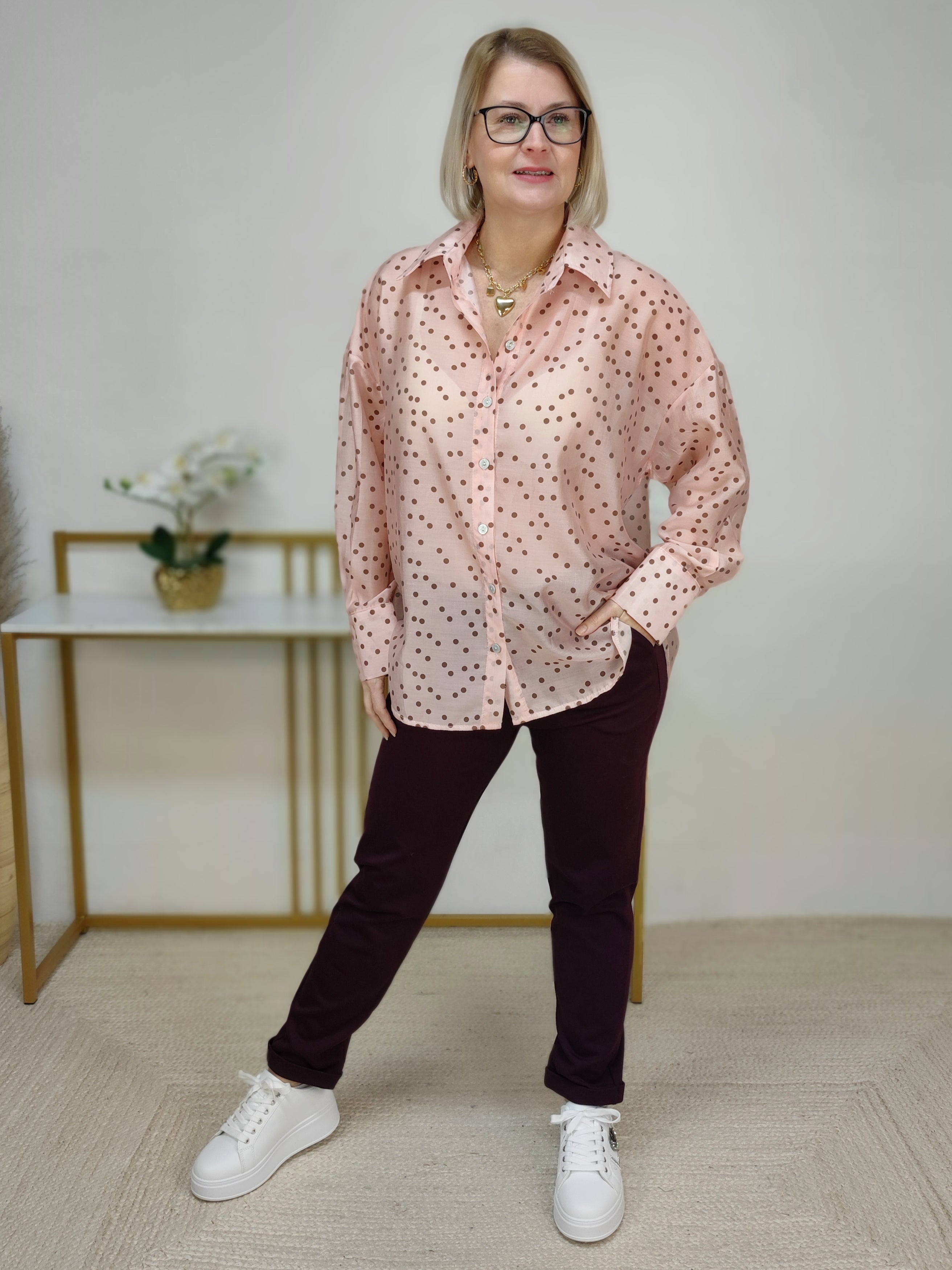 Pastellfarbene Polka Dots Bluse (38-42/44)