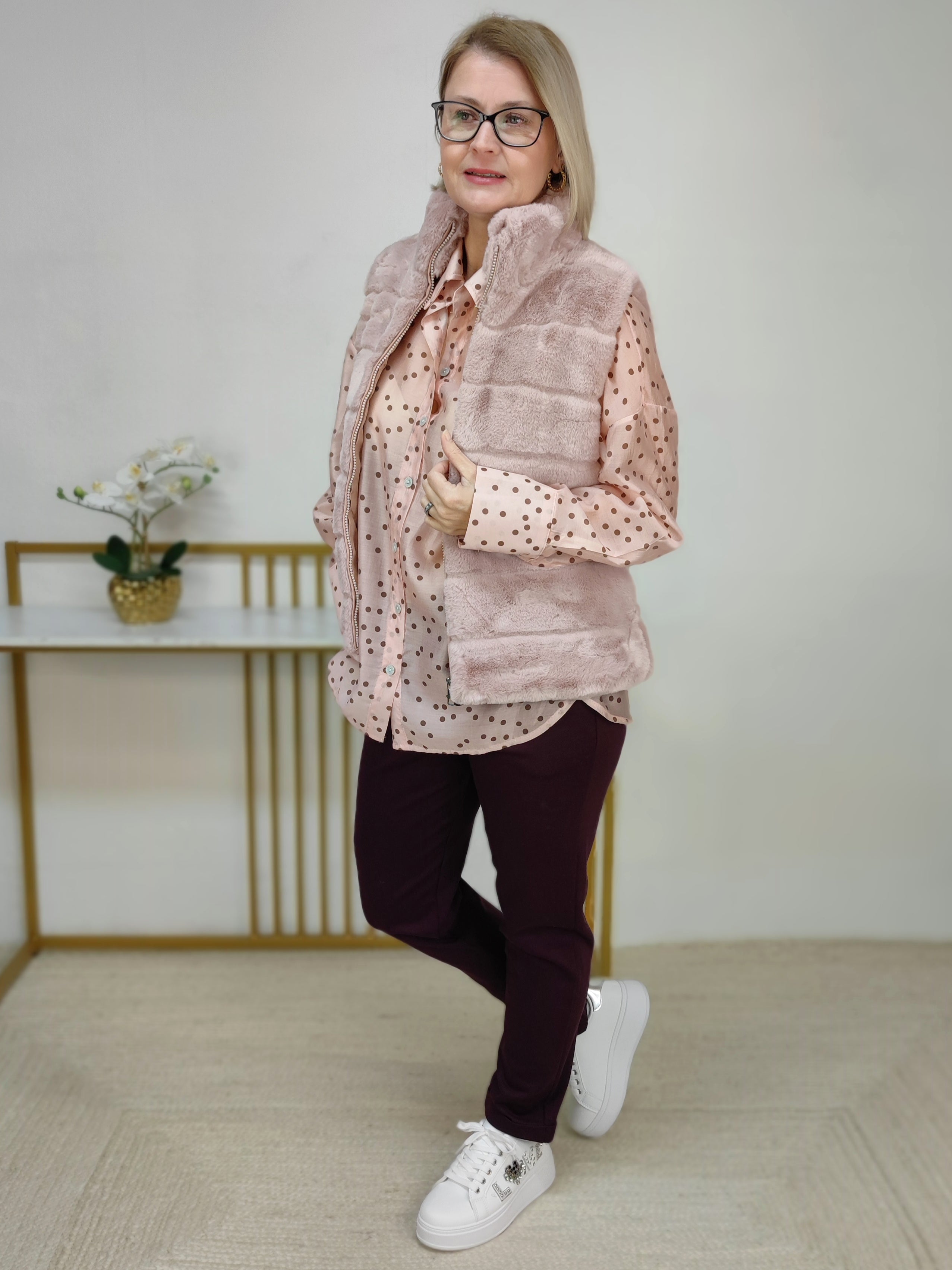 Pastellfarbene Polka Dots Bluse (38-42/44)