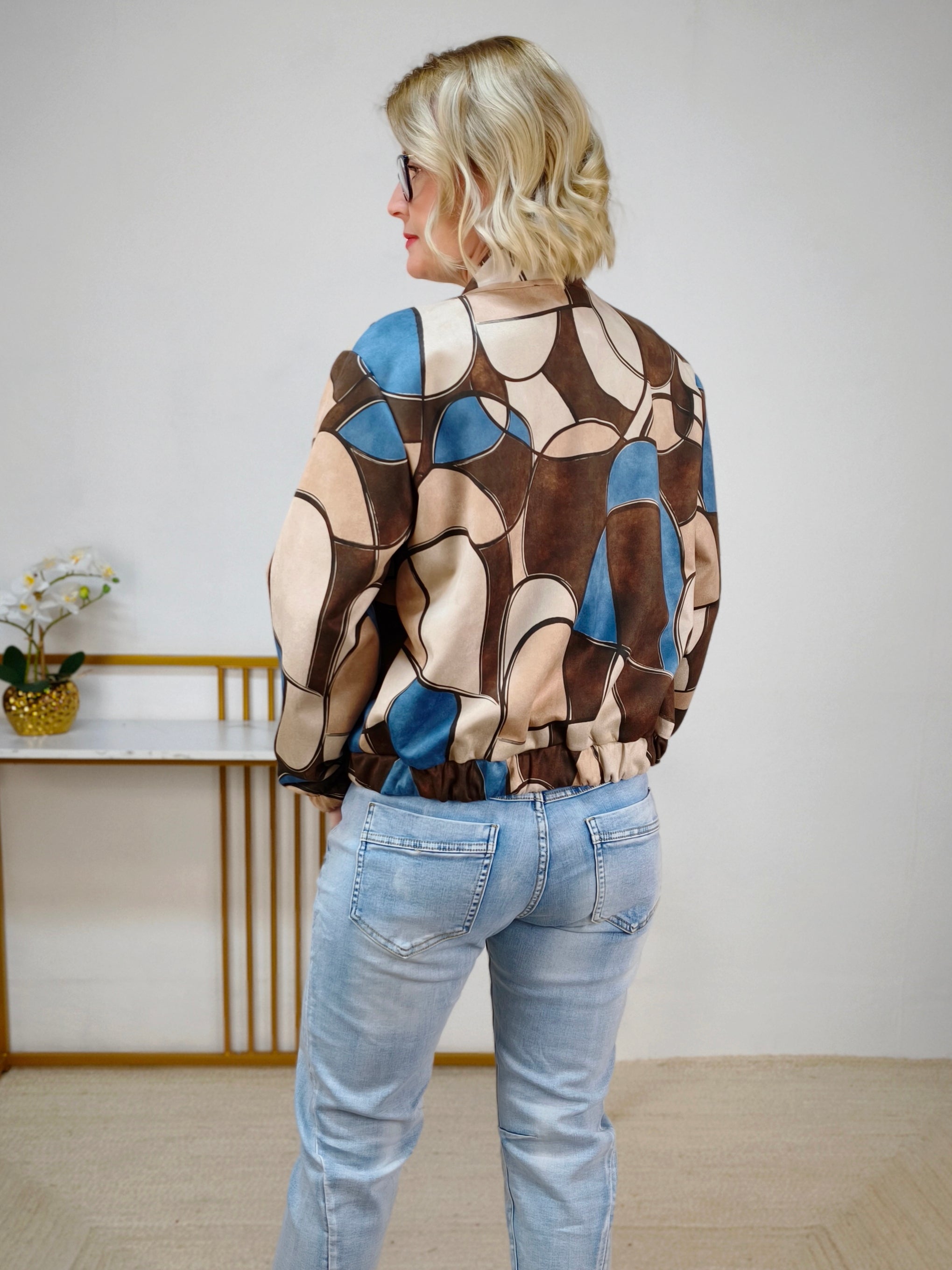 Kurzjacke "Vanessa" schoko/beige/jeansblau (36-42)