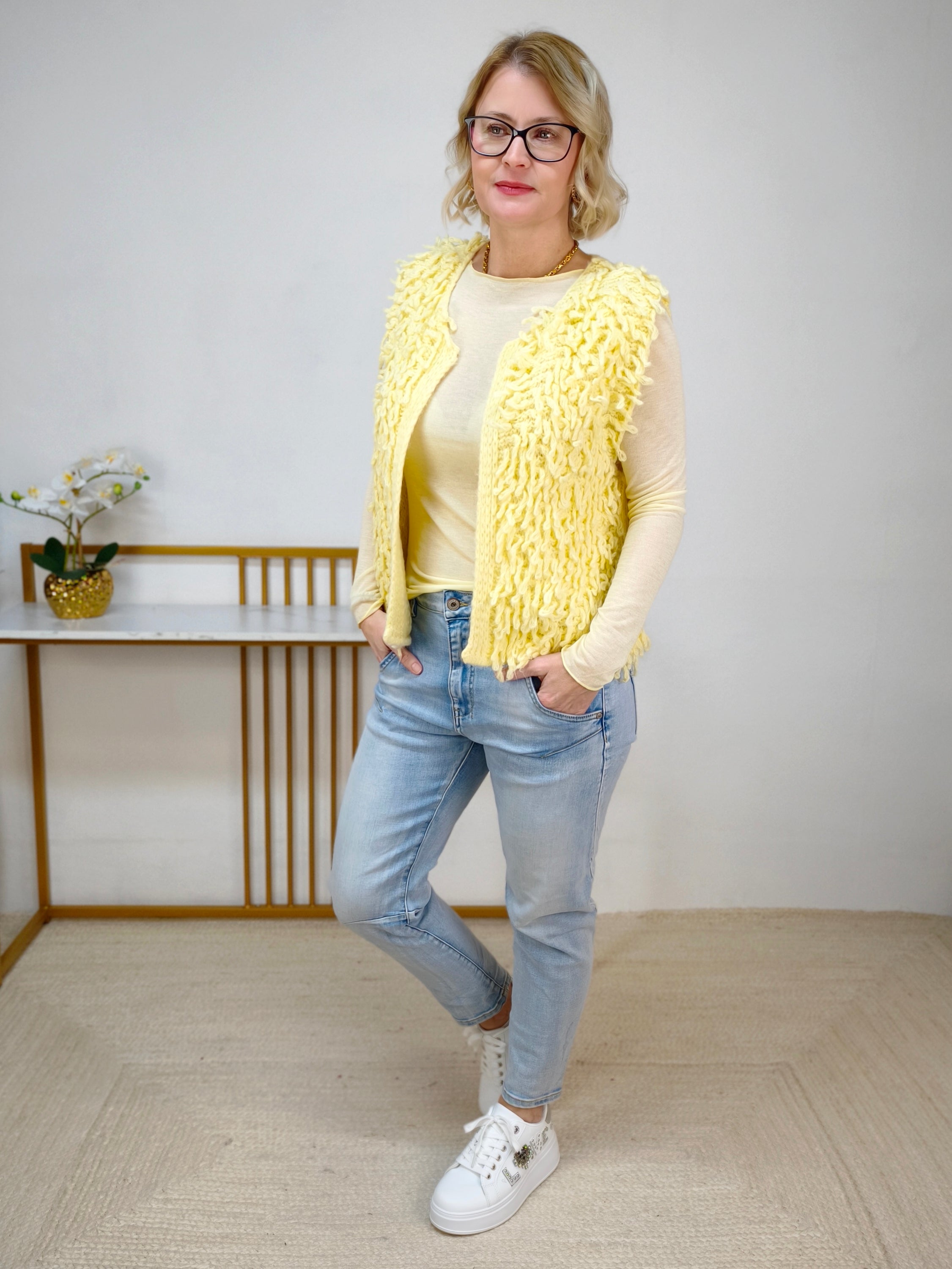 Langarm Shirt einfarbig buttergelb (One Size bis 42)