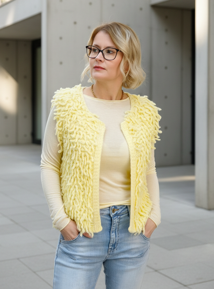 Fransenweste in buttergelb (36-42/44)