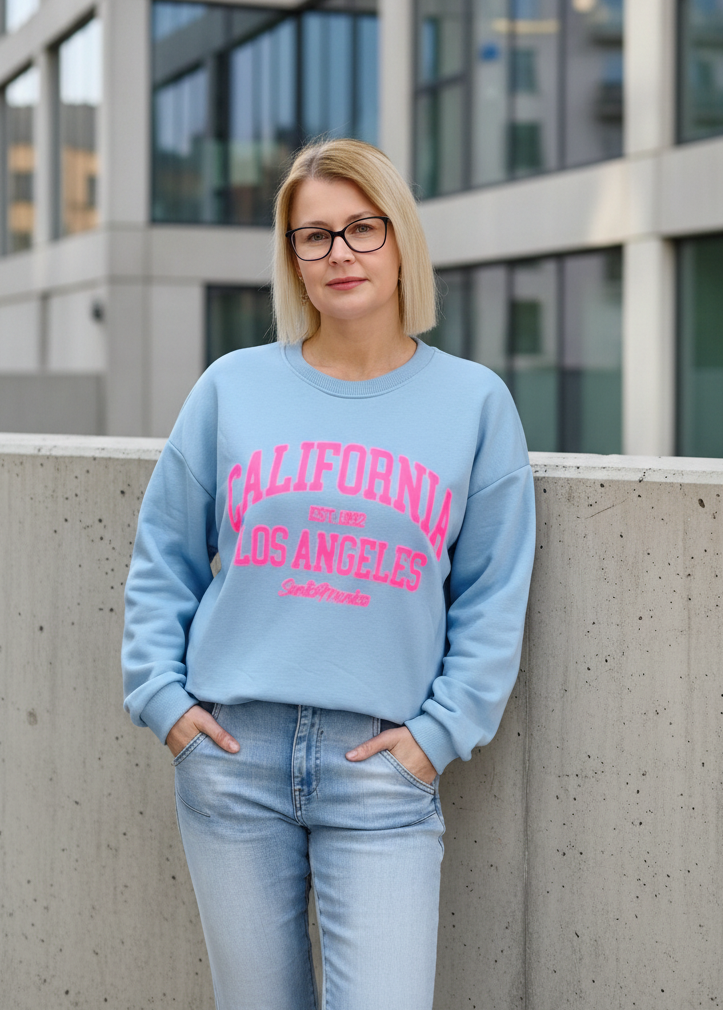 Sweatshirt "California" hellblau (36-42)