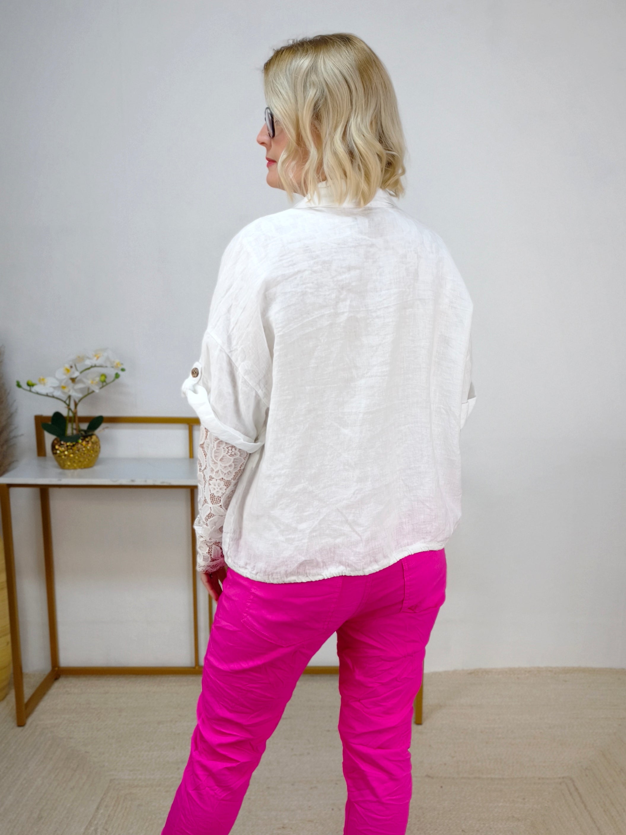 Leinen Bluse weiss (38-42/44)