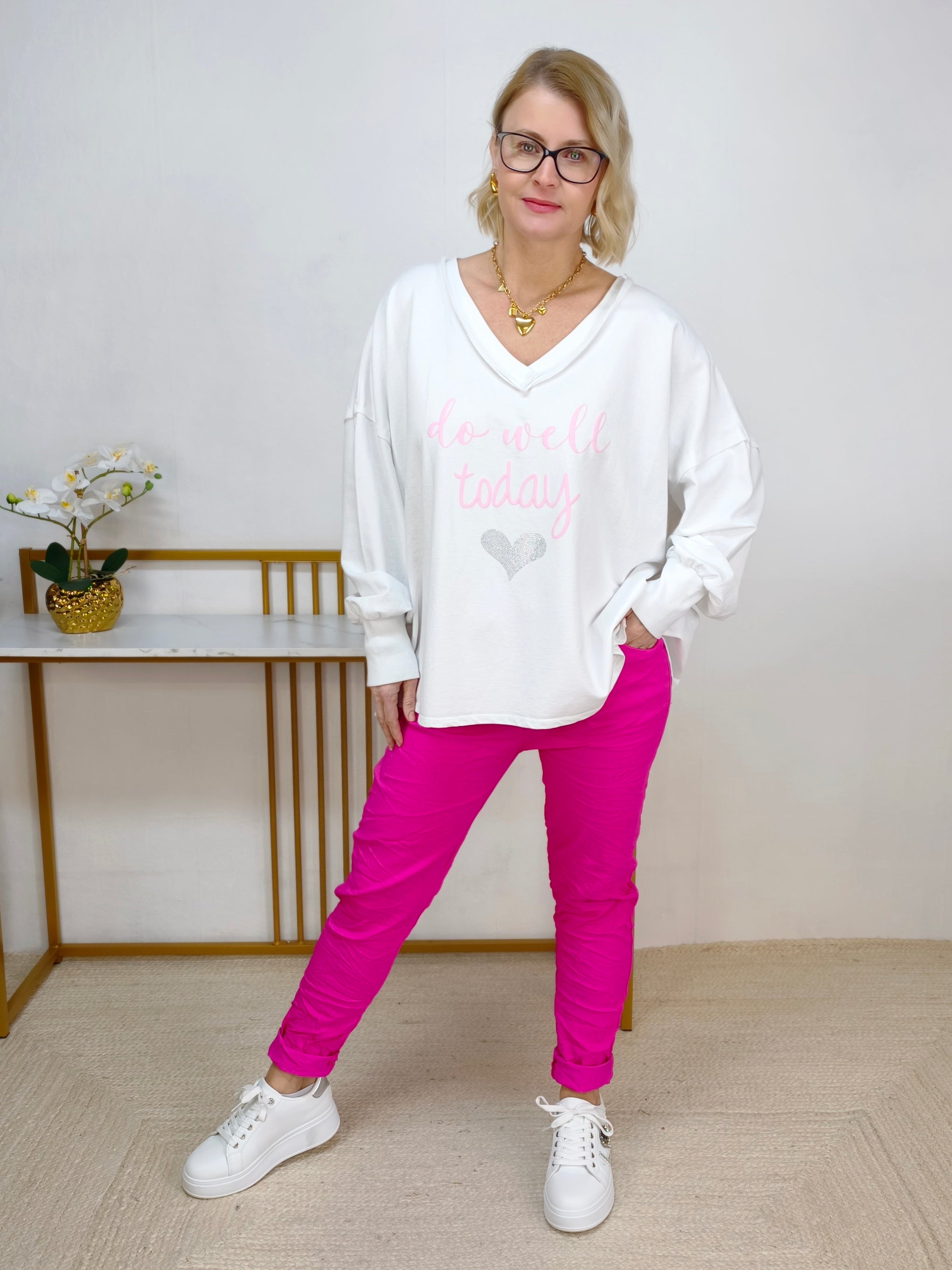 Leichtes Sweatshirt "Do well..." weiss (42-46/48)