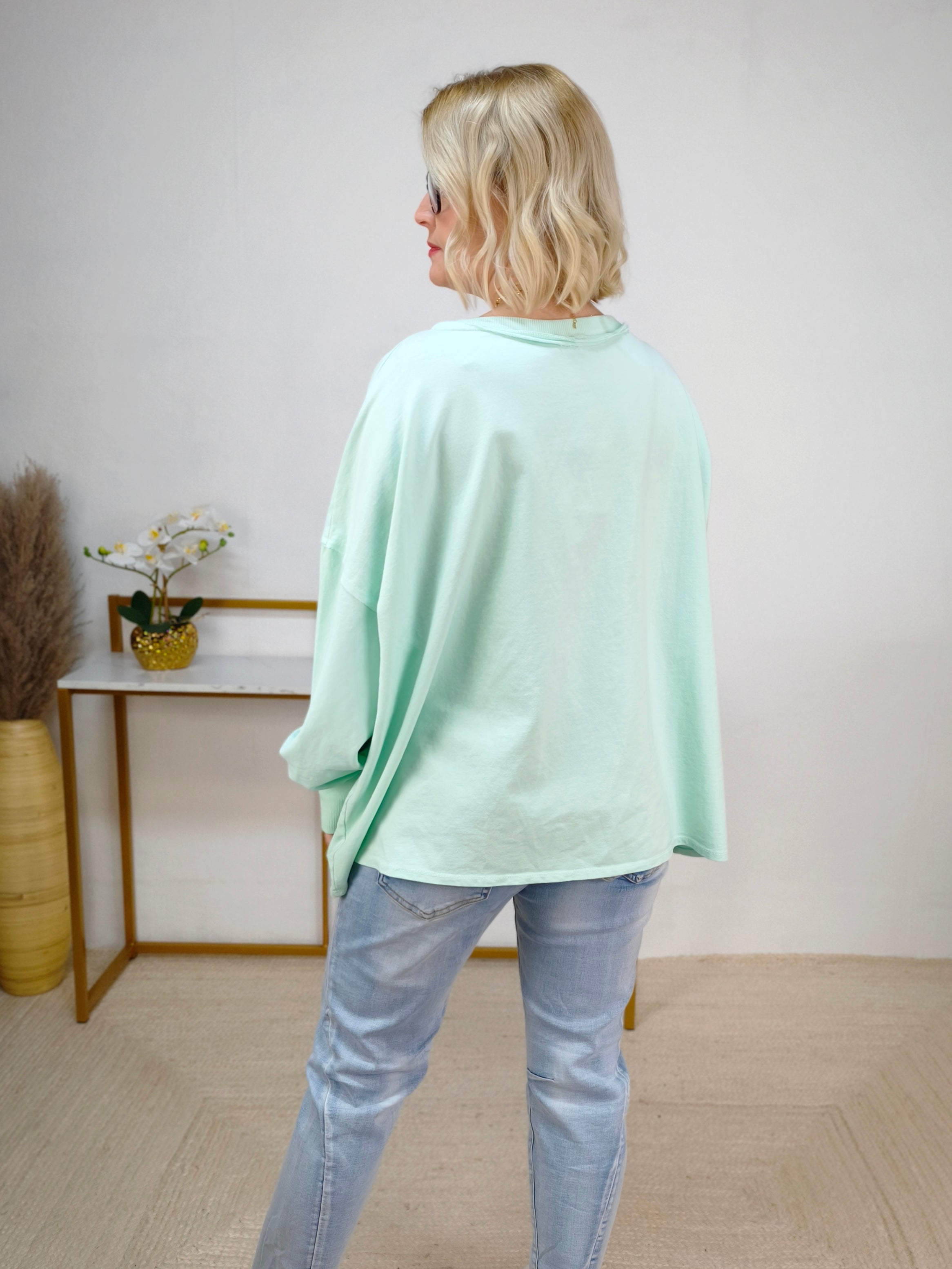 Leichtes Sweatshirt "Do well..." pastell grün (42-46/48)