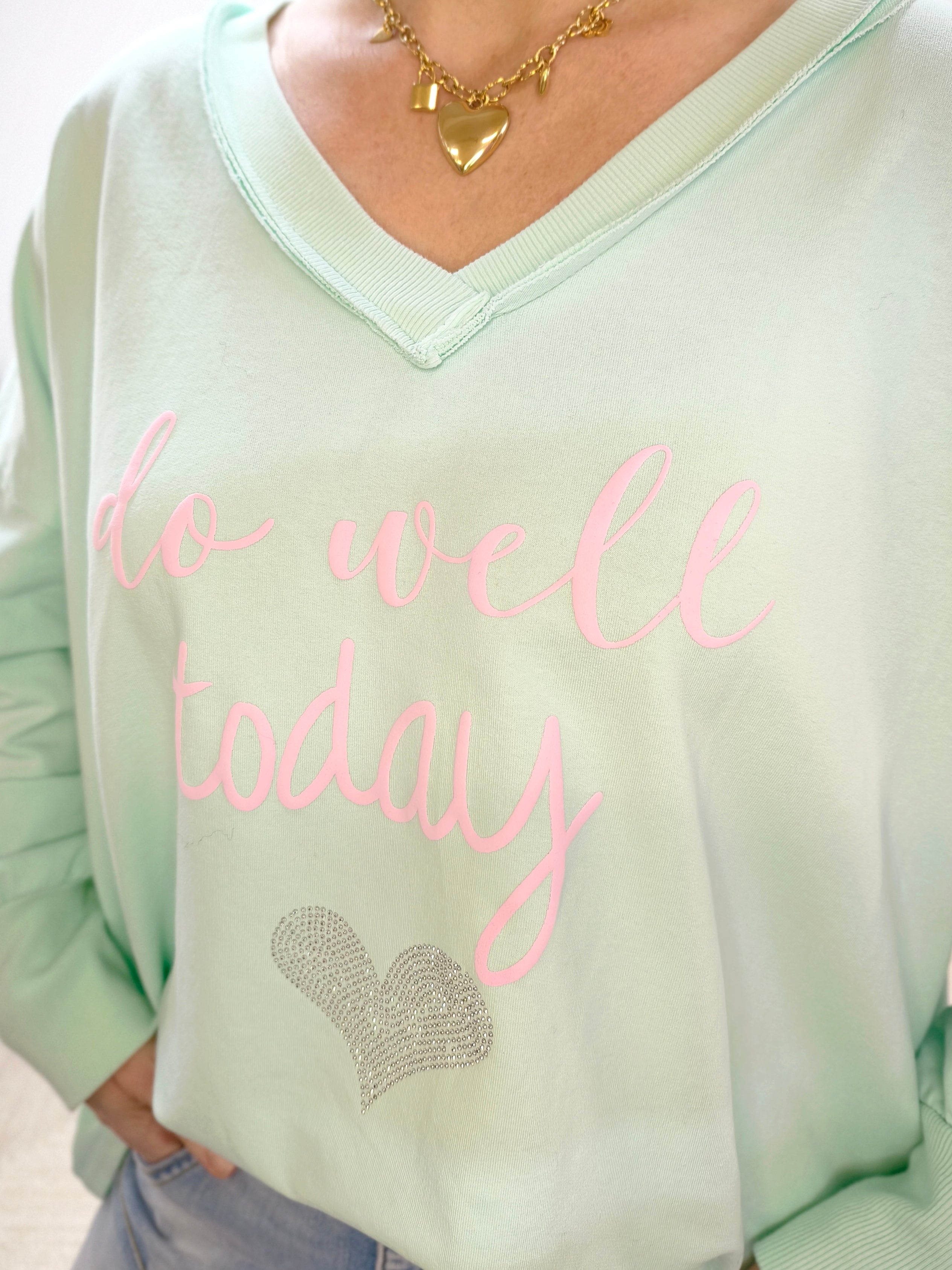 Leichtes Sweatshirt "Do well..." pastell grün (42-46/48)