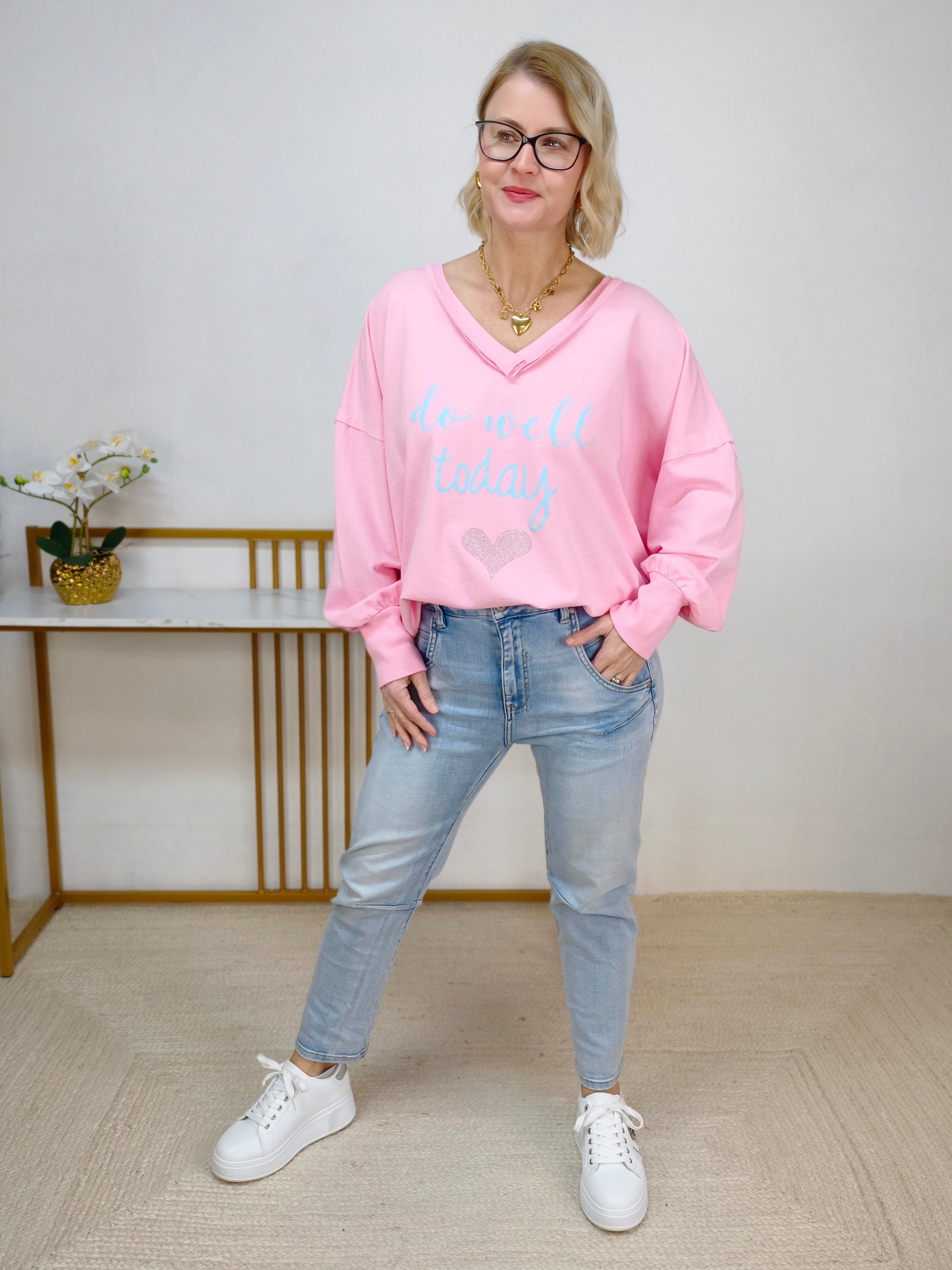 Leichtes Sweatshirt "Do well..." rosa (42-46/48)