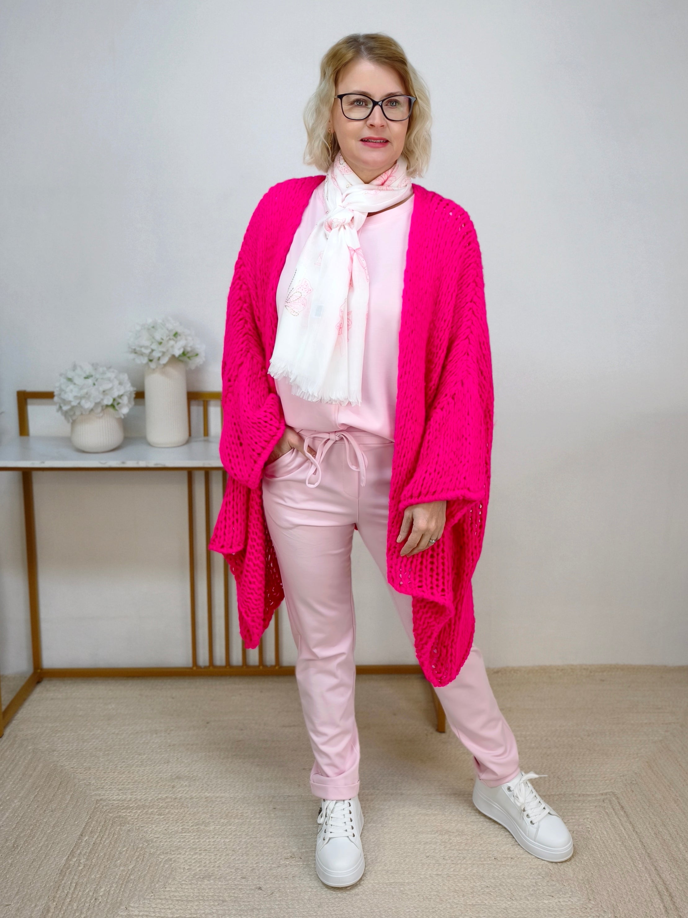 Strickjacke in grobstrick pink (38-44/46)