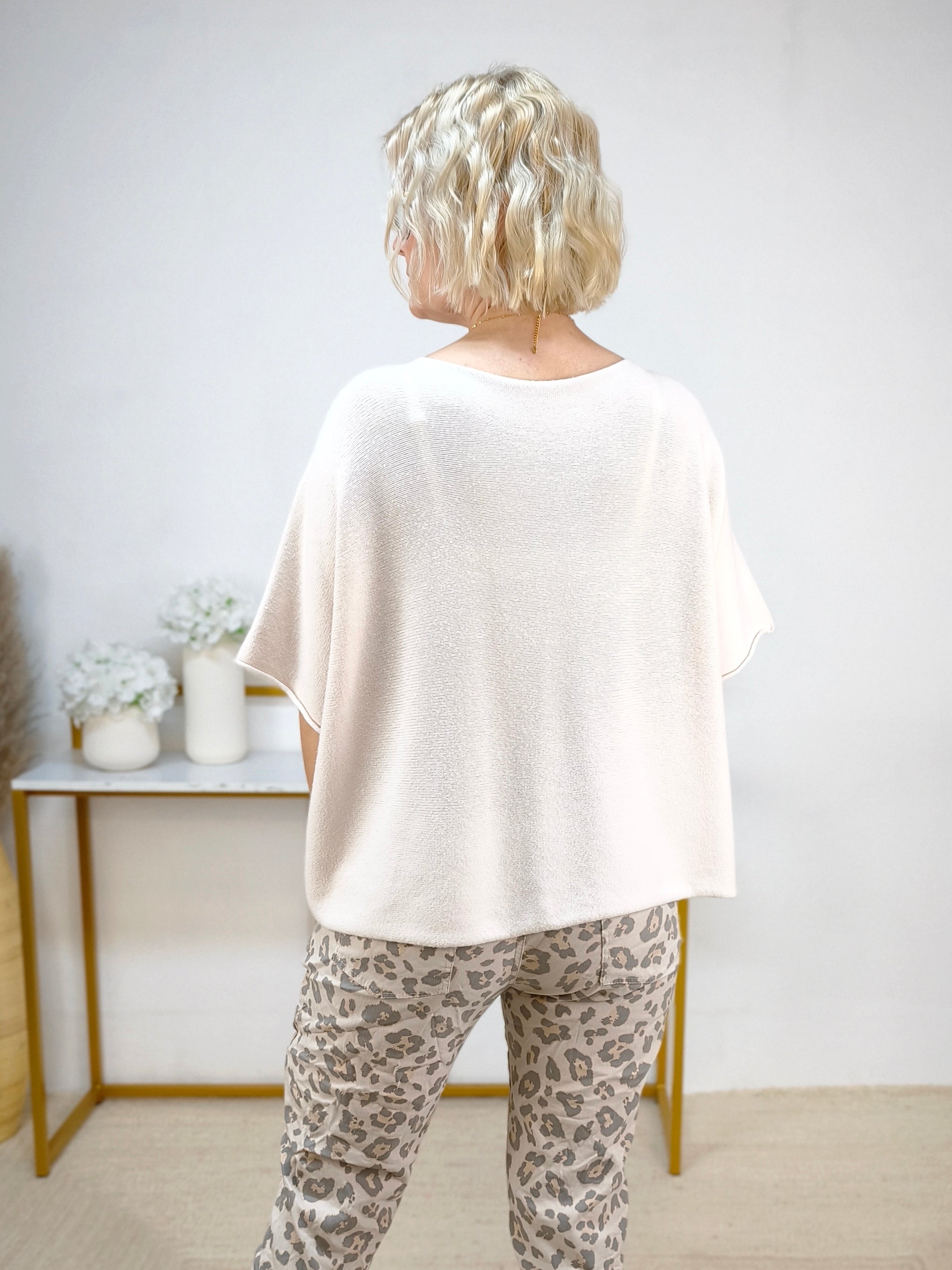 Pulli uni beige kurzarm (38-44)