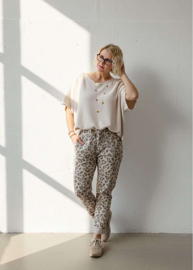 Pulli uni beige kurzarm (38-44)