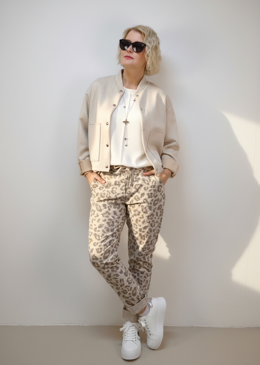 Stretchhose/Joggpant Leo/Beige (36-42/44)