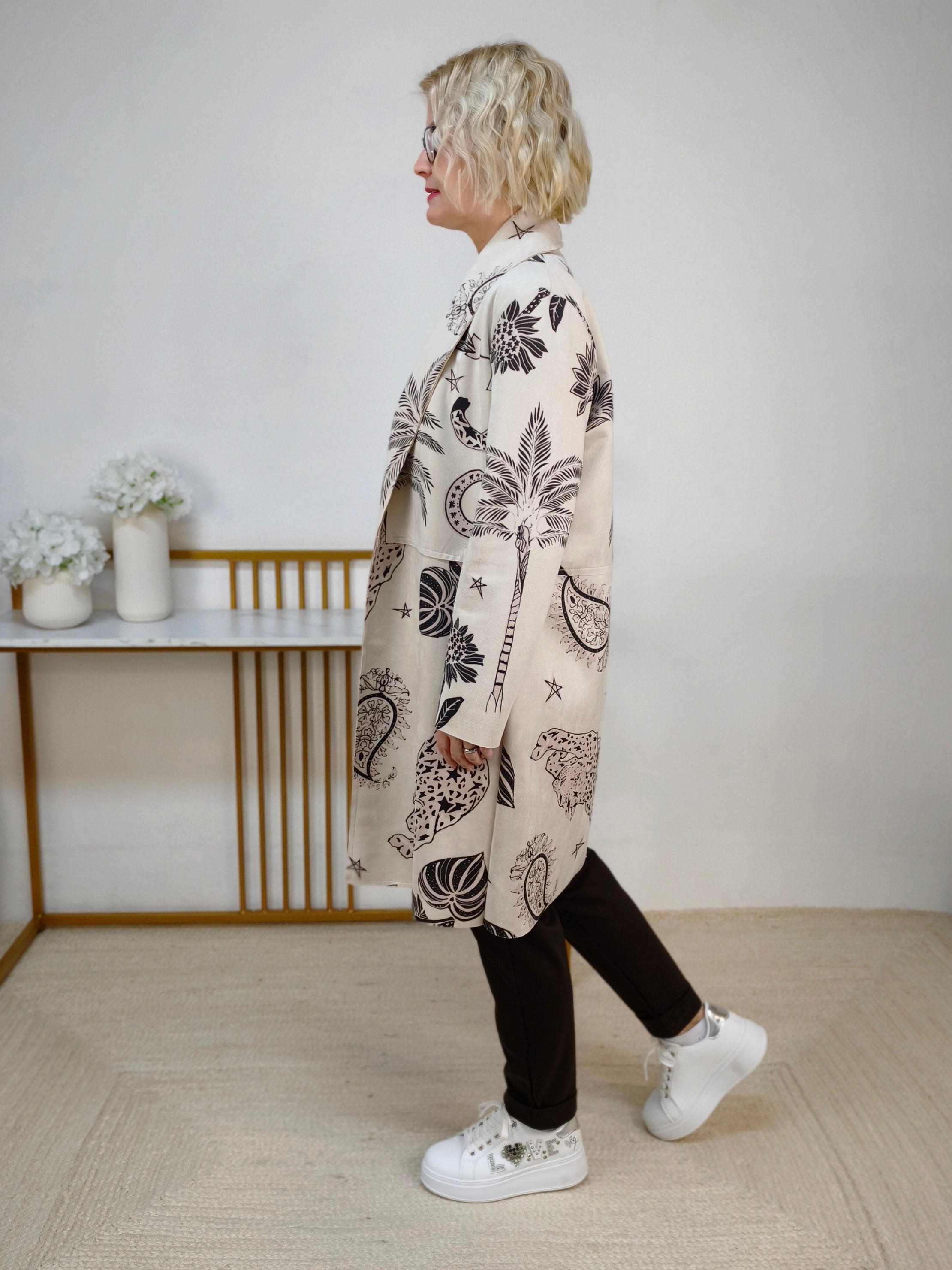 Leichter Mantel beige/gemustert (36-42)