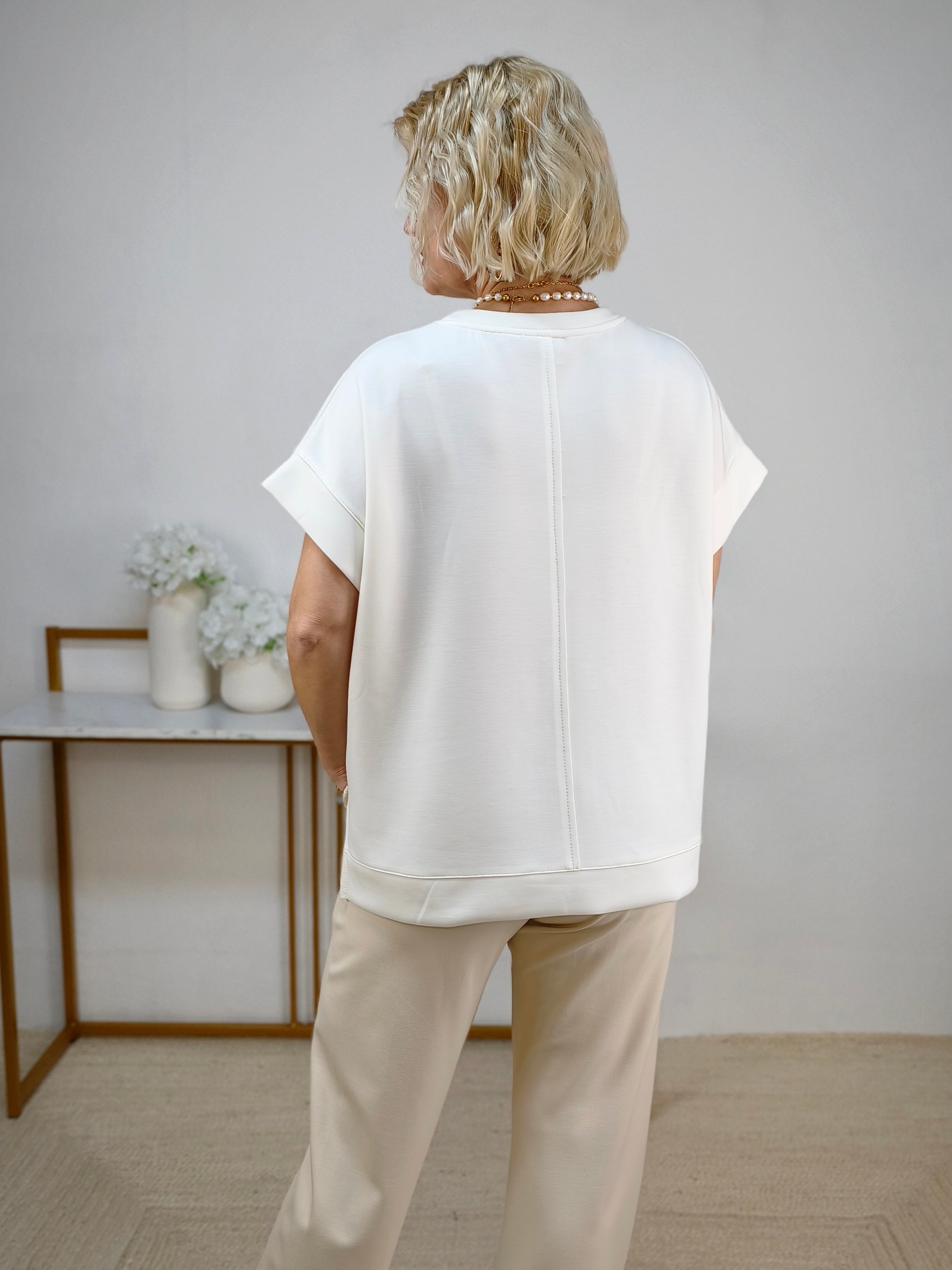 Damen Shirt "Ina" unifarben in wollweiss (38-44)