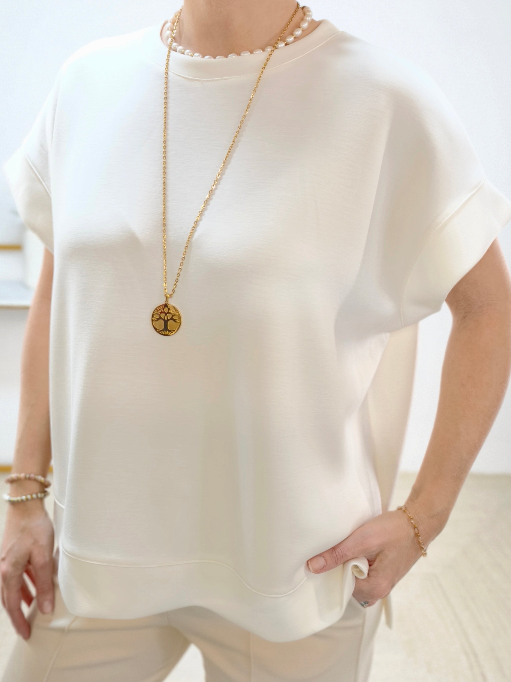 Damen Shirt "Ina" unifarben in wollweiss (38-44)