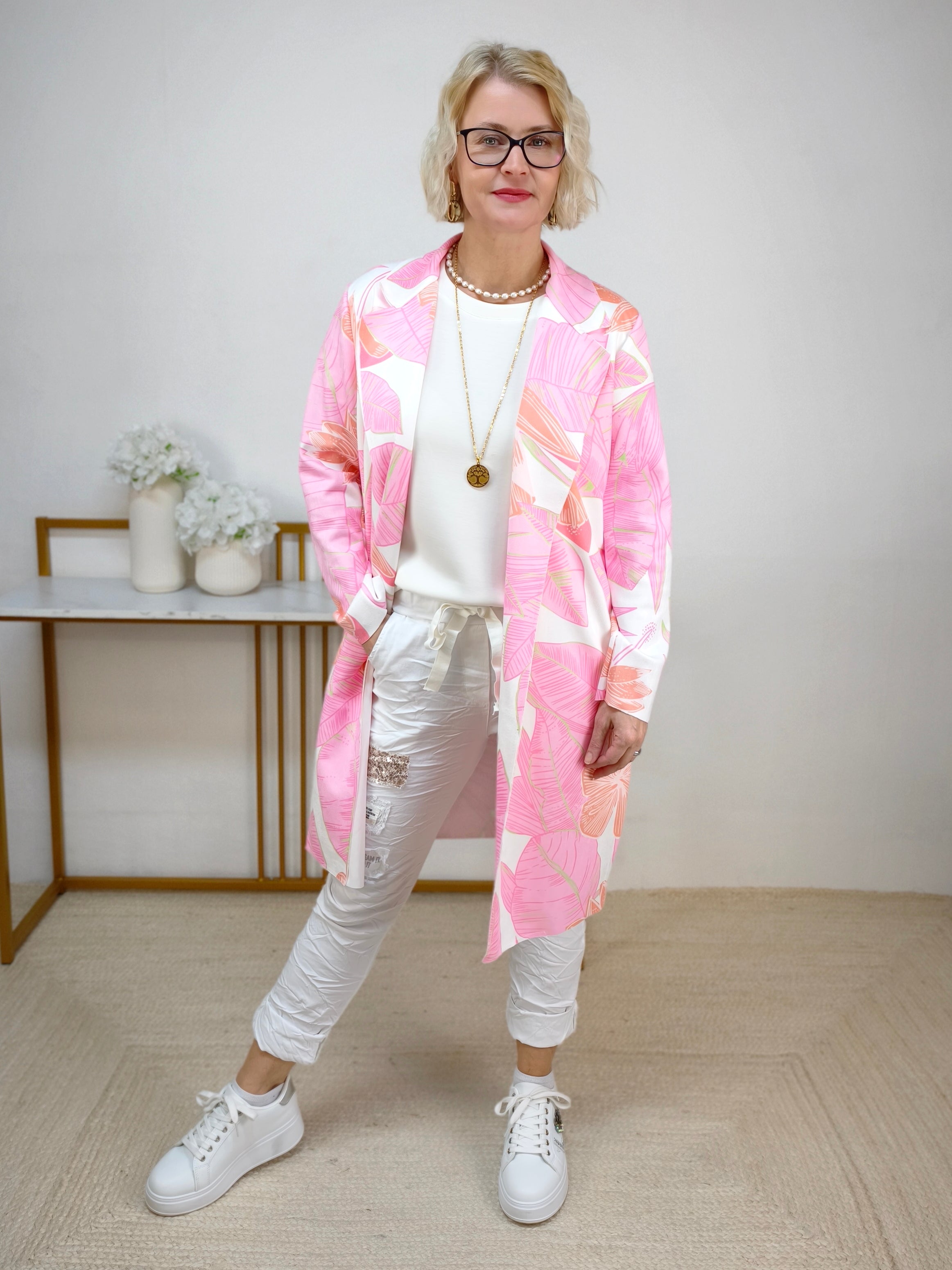 Leichter Mantel "Woman" rosa/weiss (36-42)