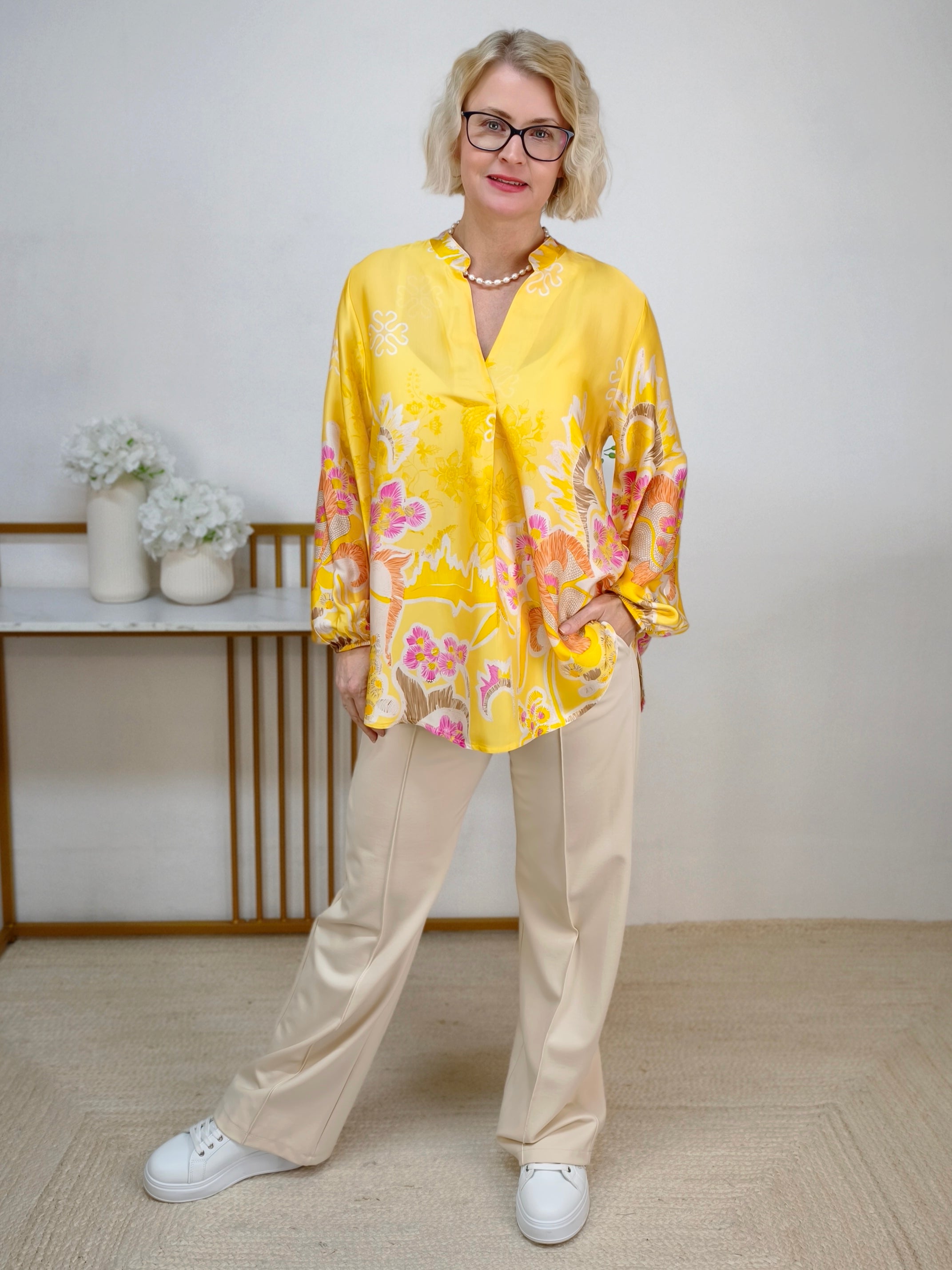 Bluse "Botanic" gelb (36-42)