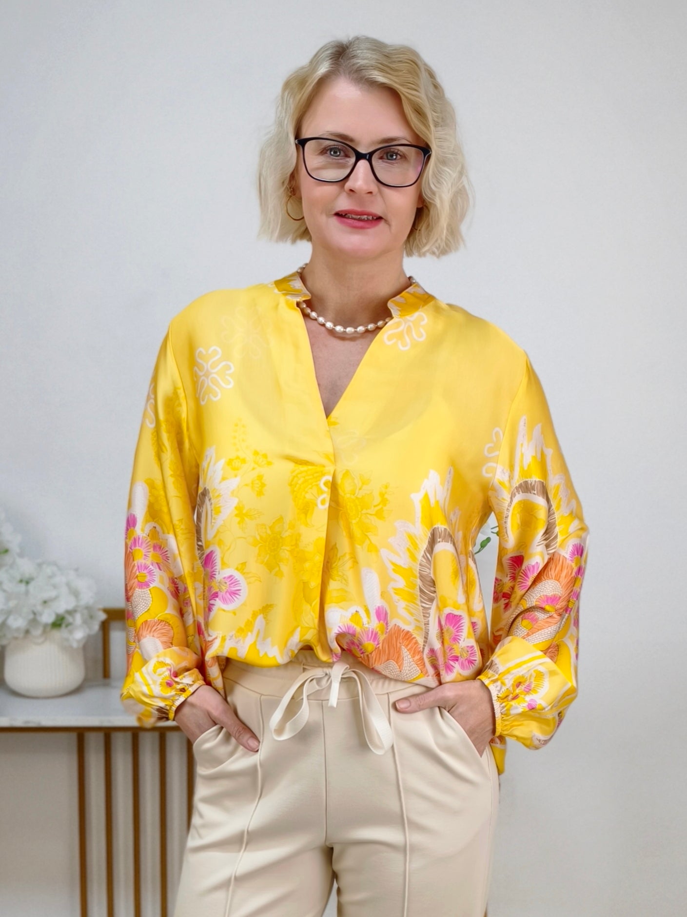 Bluse "Botanic" gelb (36-42)