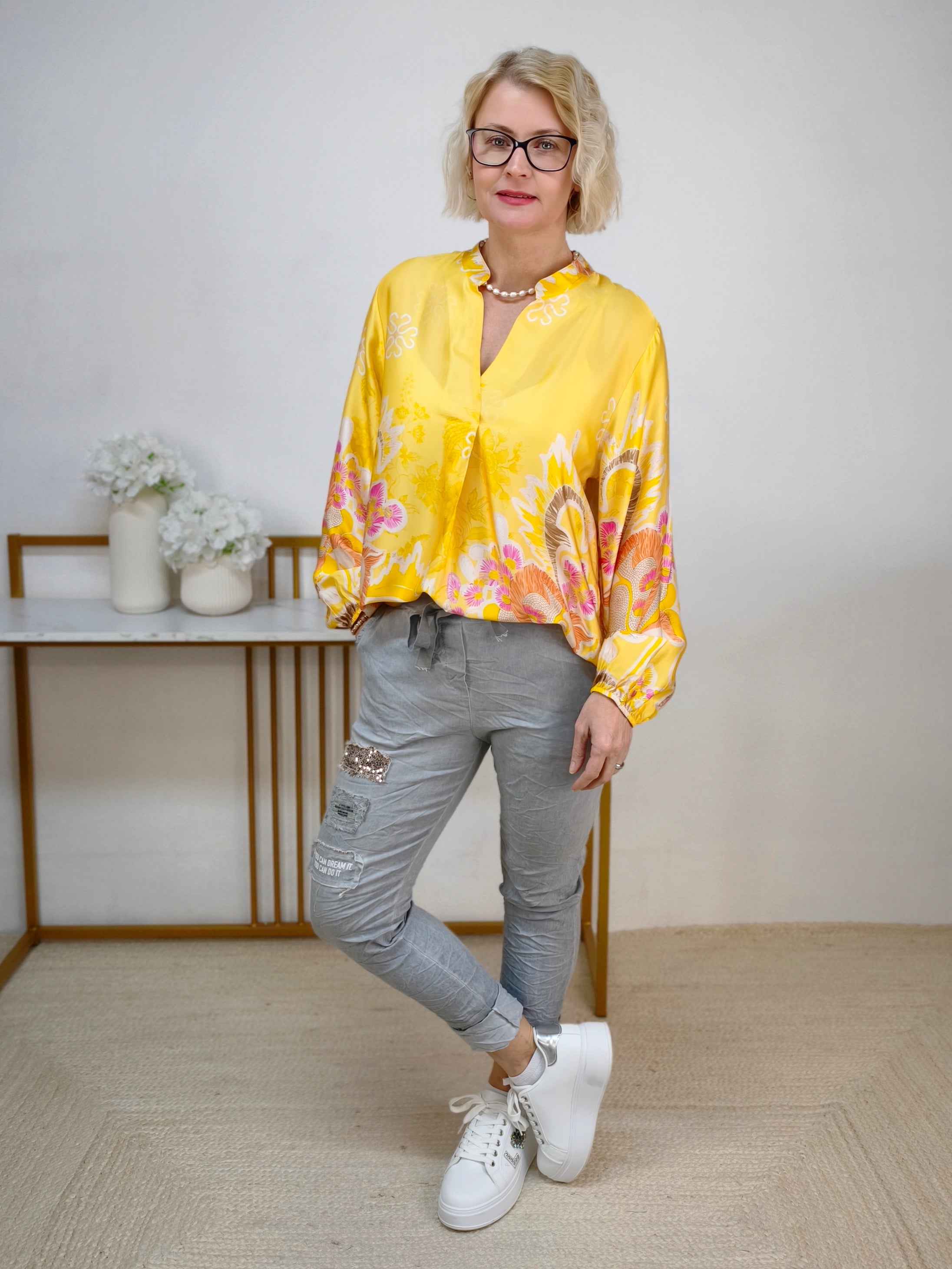 Bluse "Botanic" gelb (36-42)