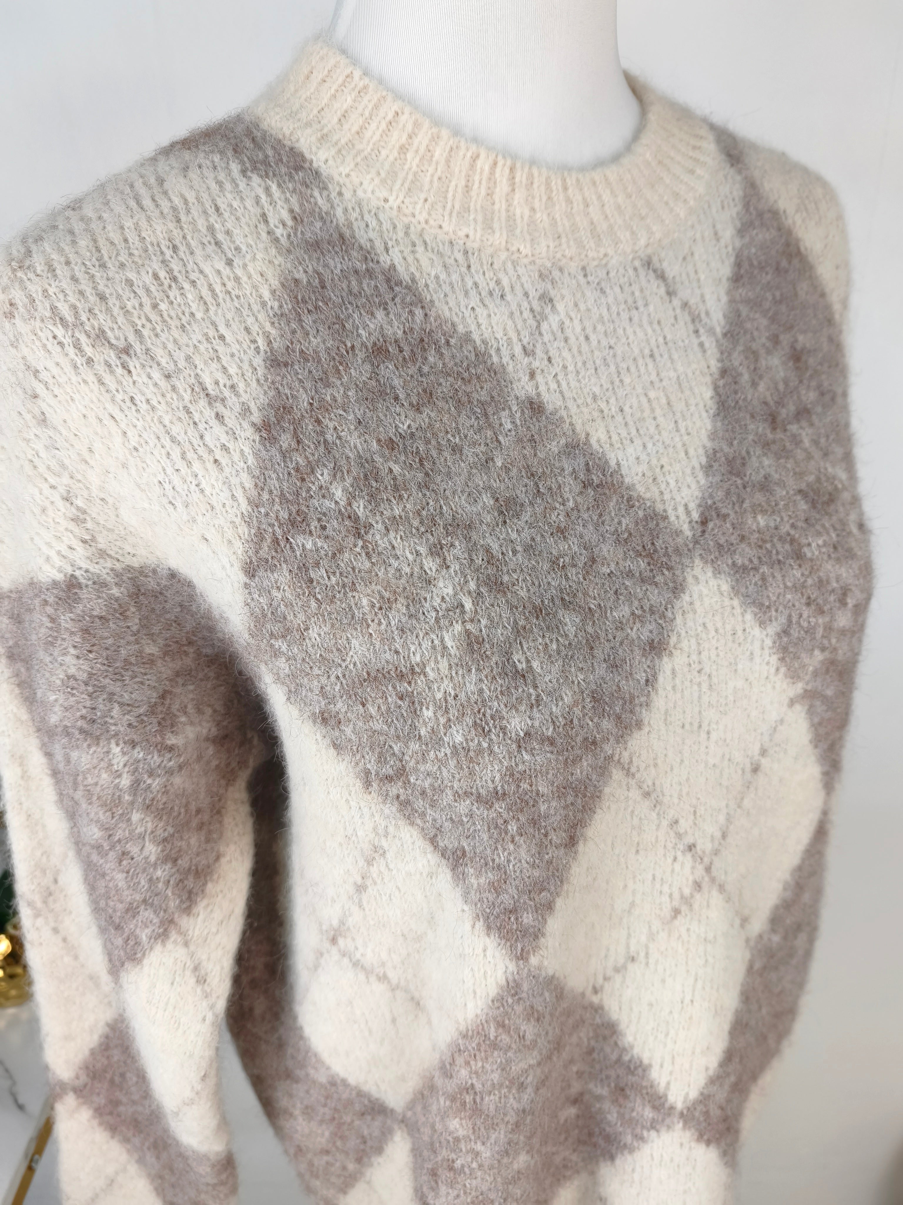 Pullover "Raute" braun/beige meliert (36-42)