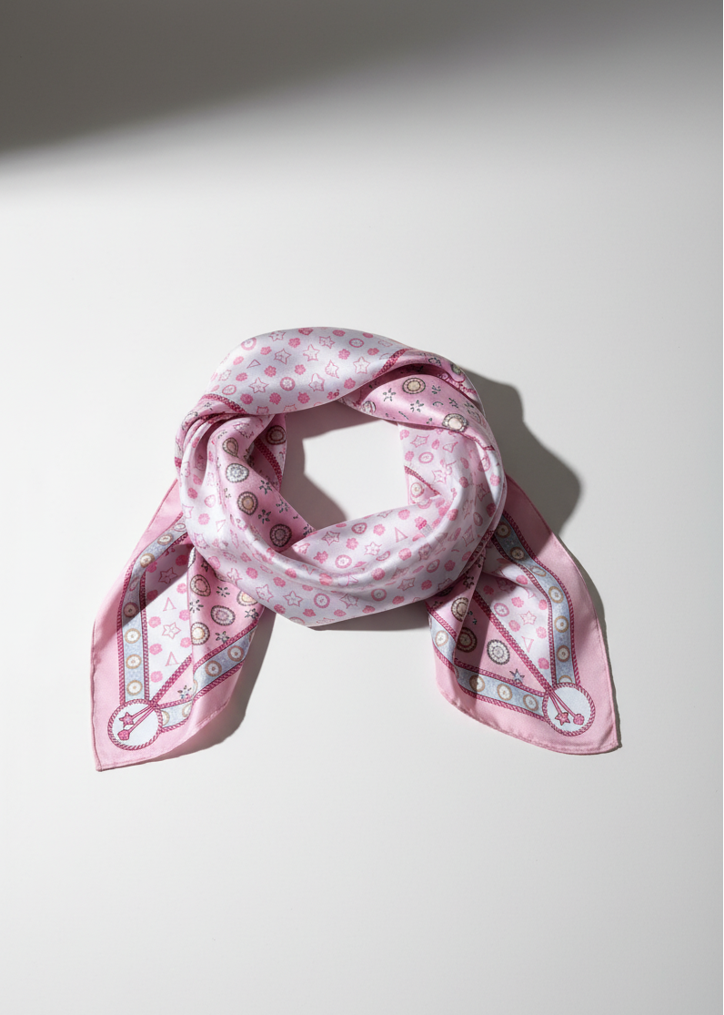 Leichtes Halstuch "V" weiss/rosa