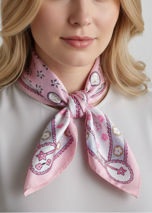 Leichtes Halstuch "V" weiss/rosa