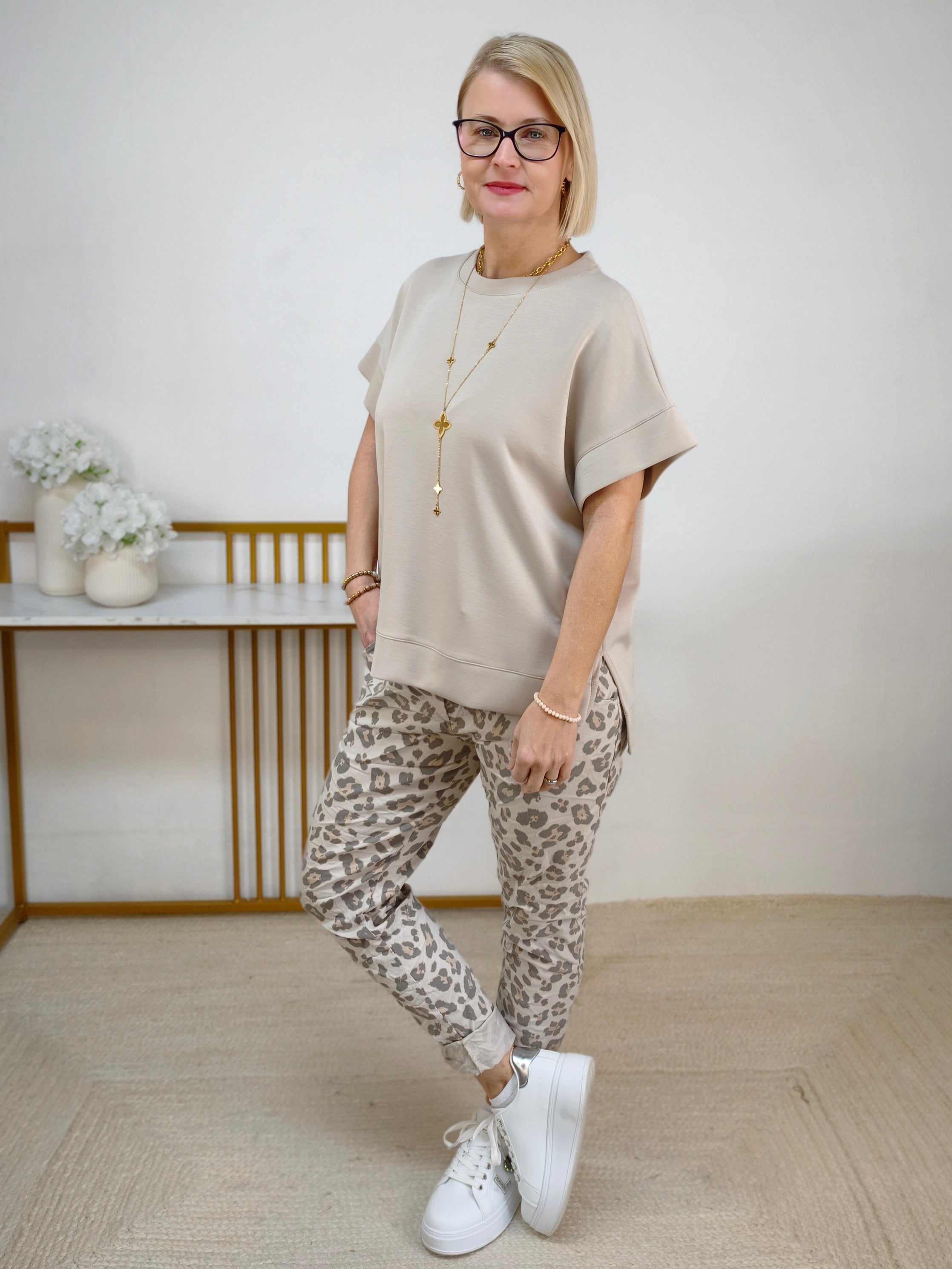 Damen Shirt "Ina" unifarben in beige (38-44)
