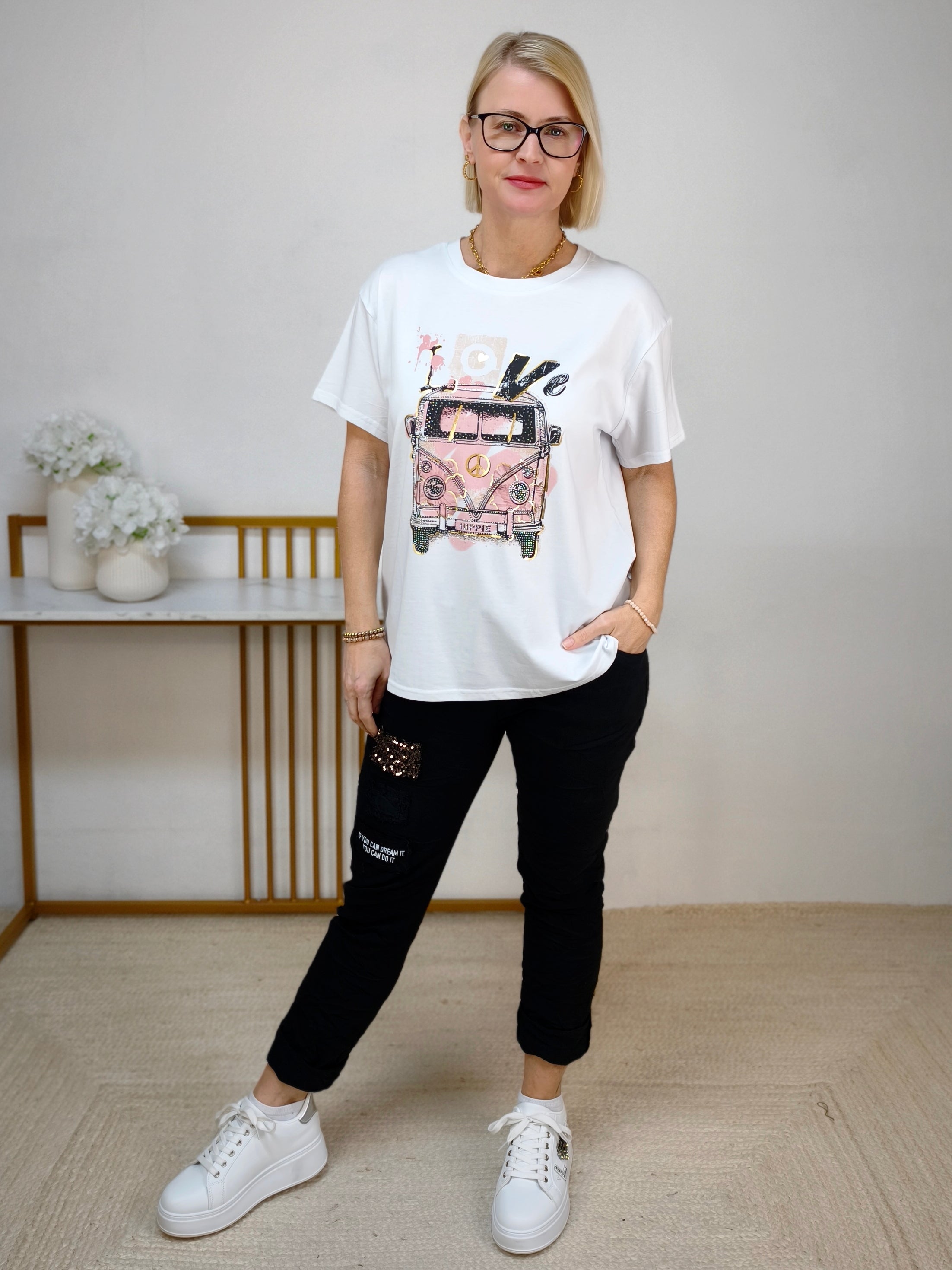 T-Shirt "Bully" weiss/rosa (36-42)